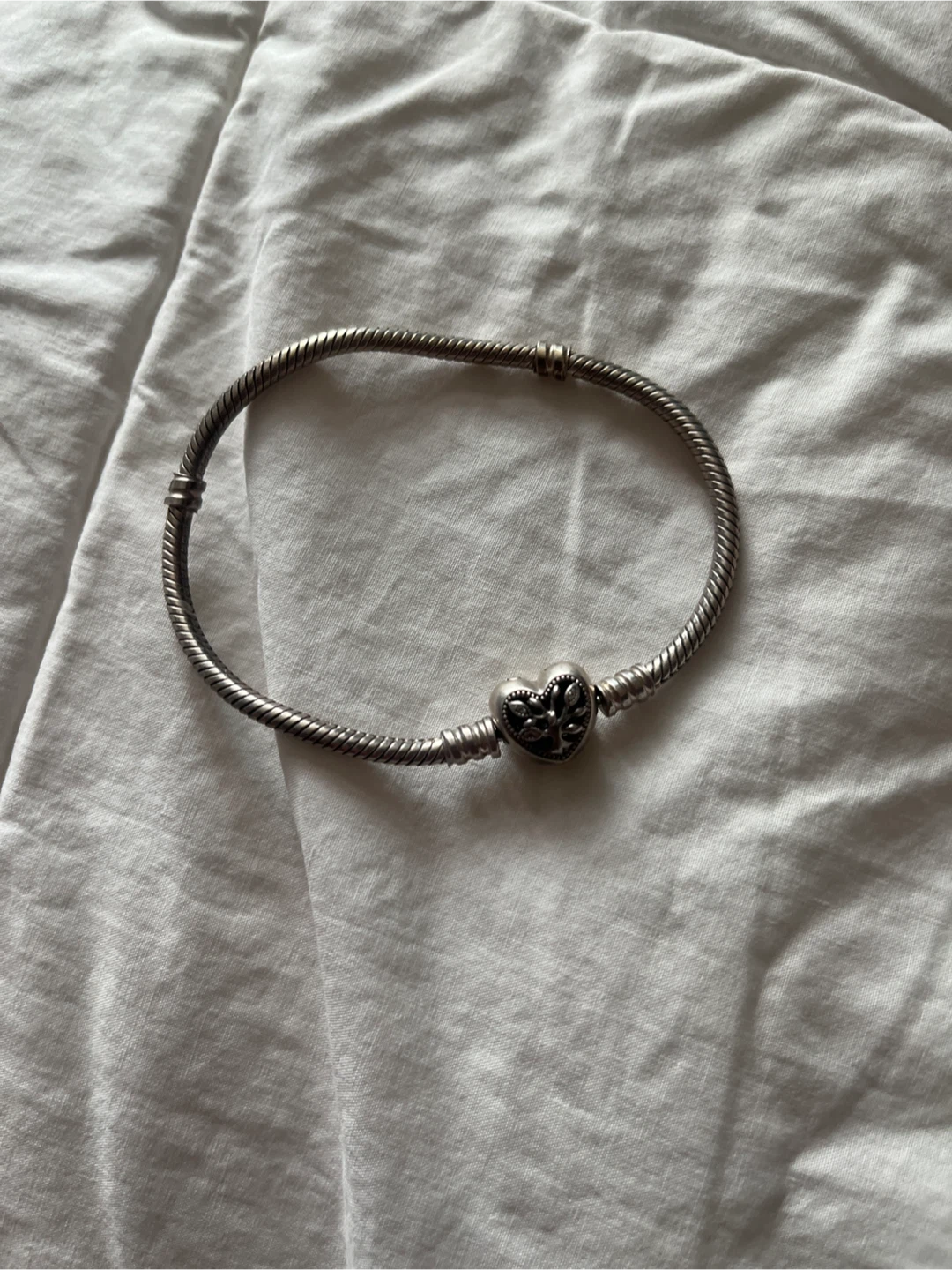 Pandora Silver Bracelet with Heart Clasp