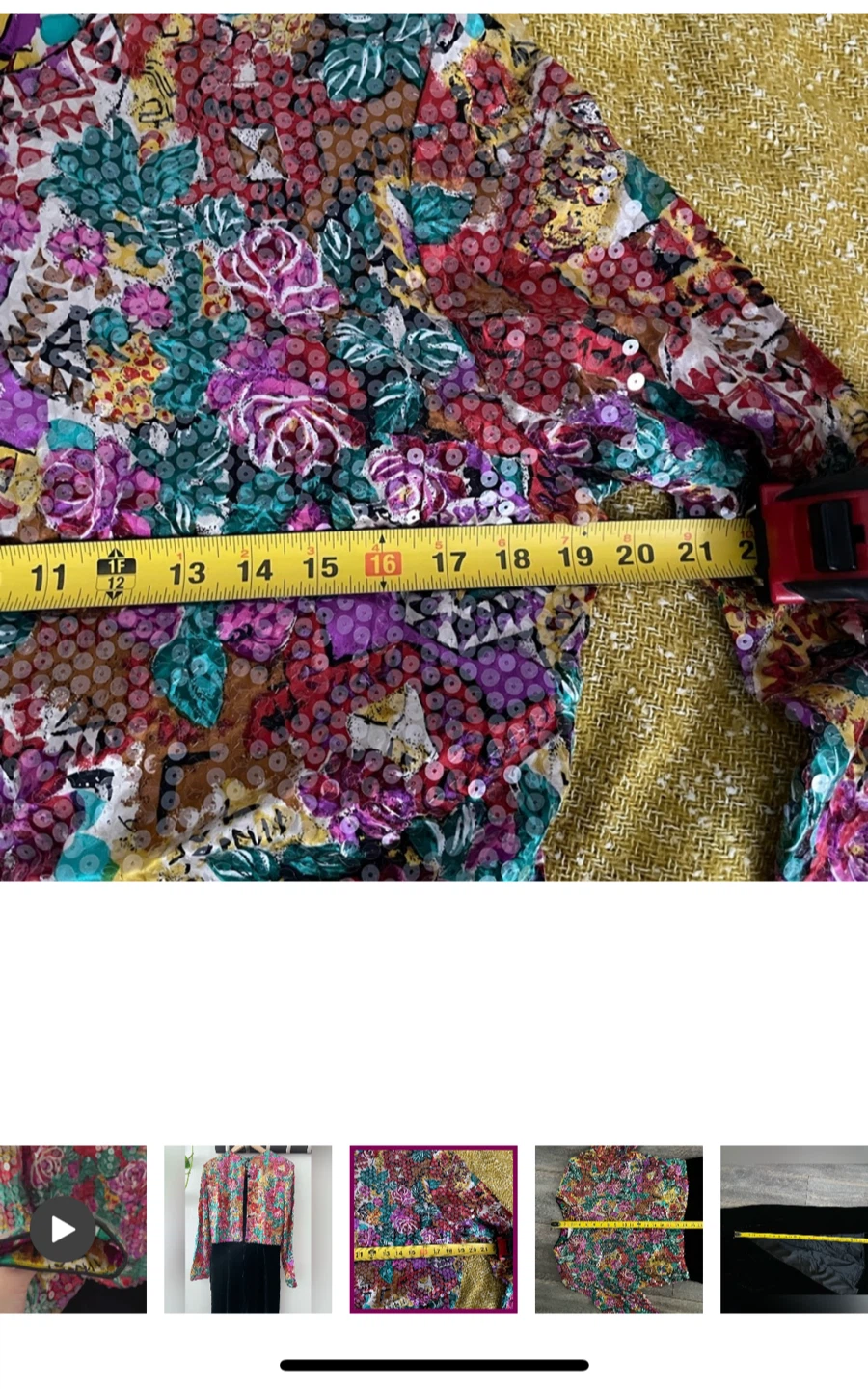 Vintage Floral Sequin Top Black Velvet Dress - photo 3