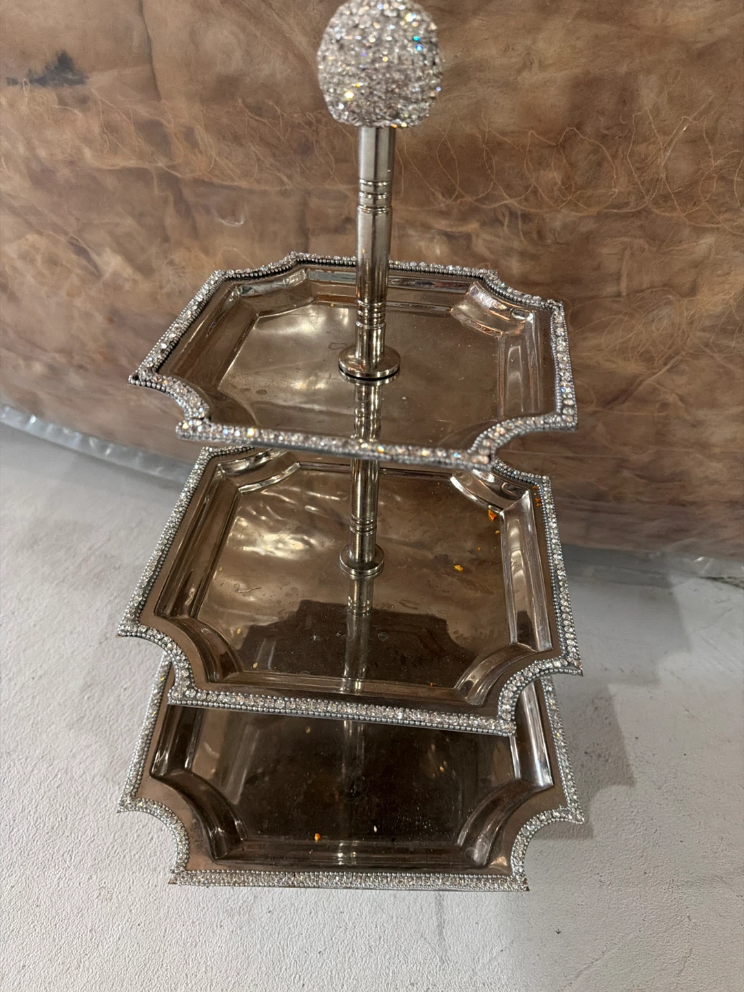 3-Tier Decorative Tray, Silver