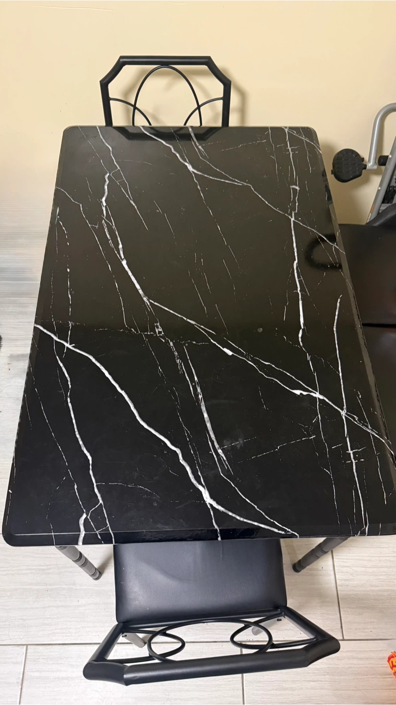 Black Marble Dining Table with 4 Chairs - photo 5