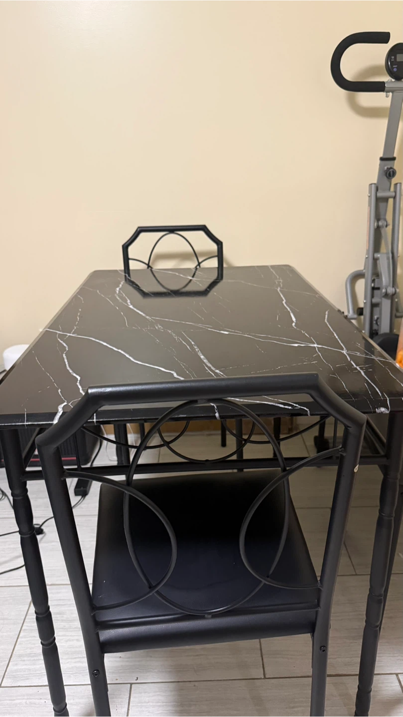 Black Marble Dining Table with 4 Chairs - photo 3
