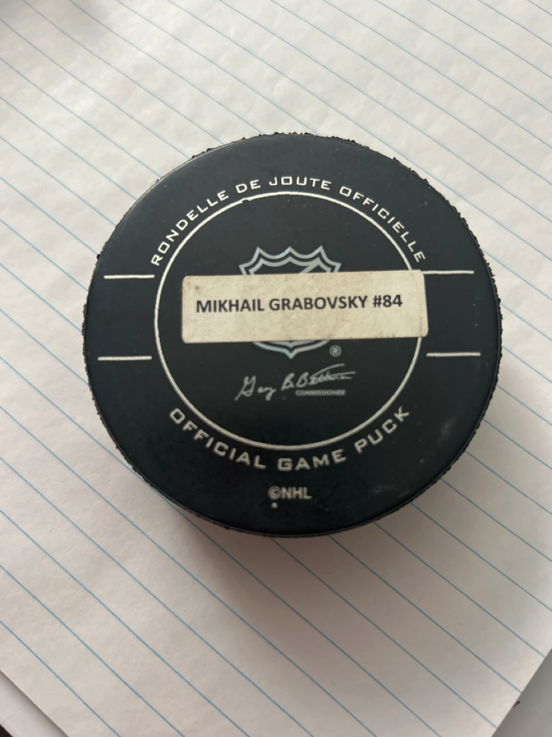 NHL Official Game Puck - Mikhail Grabovsky #84