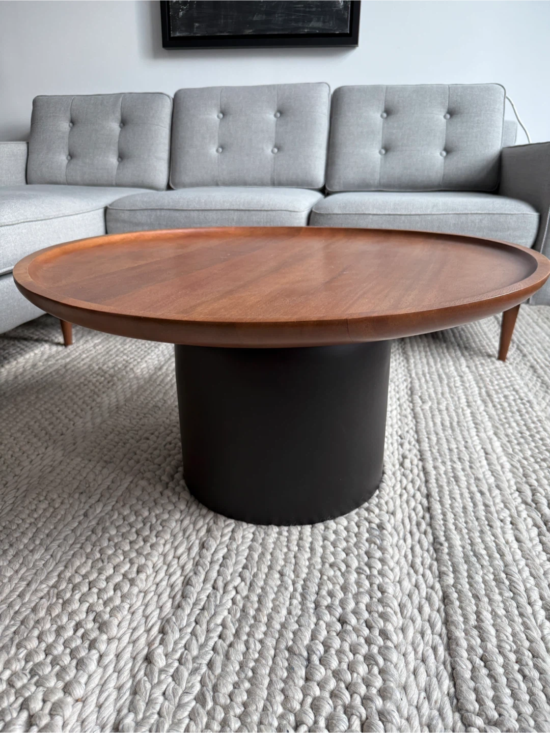 West Elm Wood Coffee Table with Black Metal Base- Modern Style - photo 2