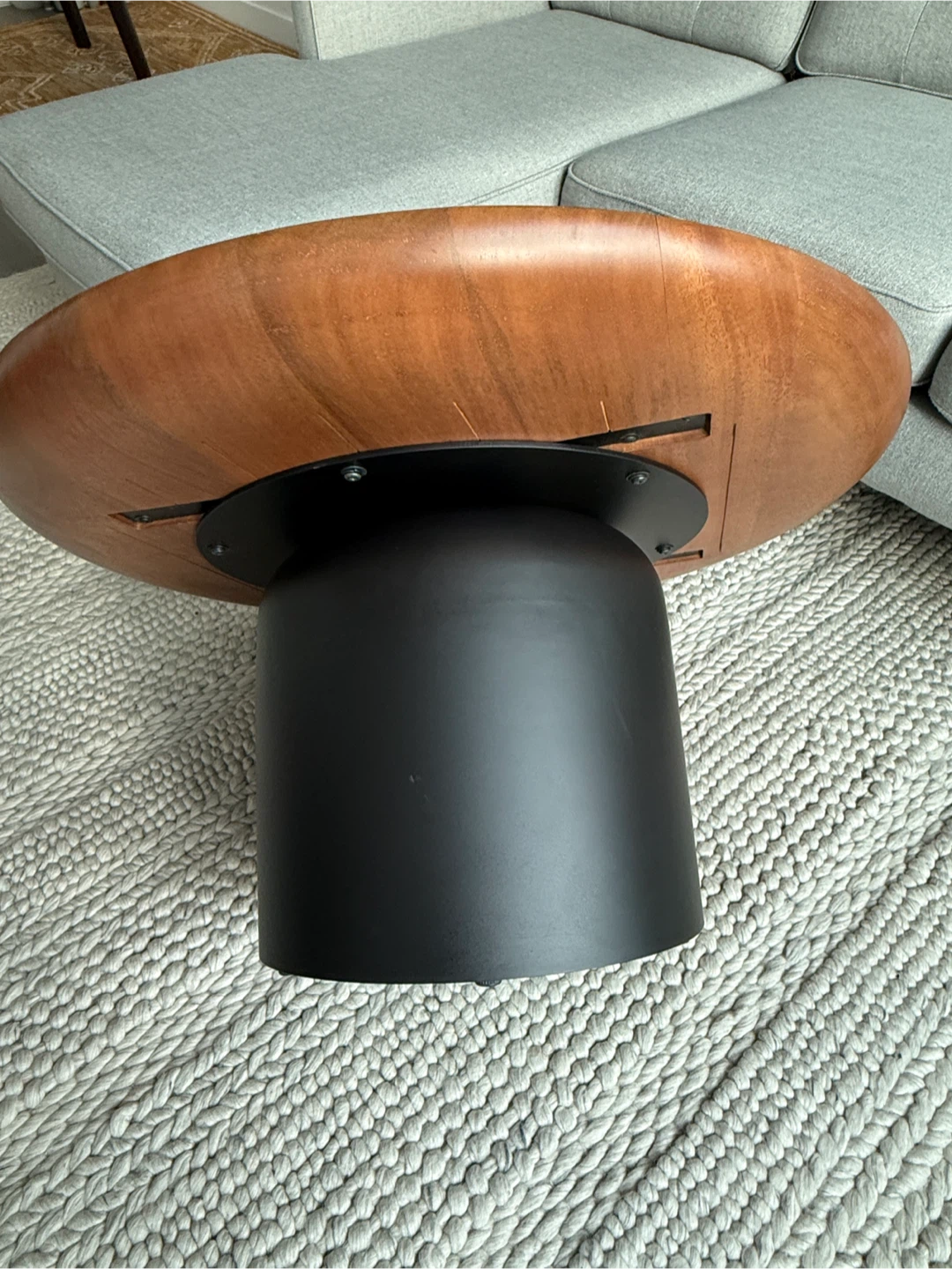 West Elm Wood Coffee Table with Black Metal Base- Modern Style - photo 3