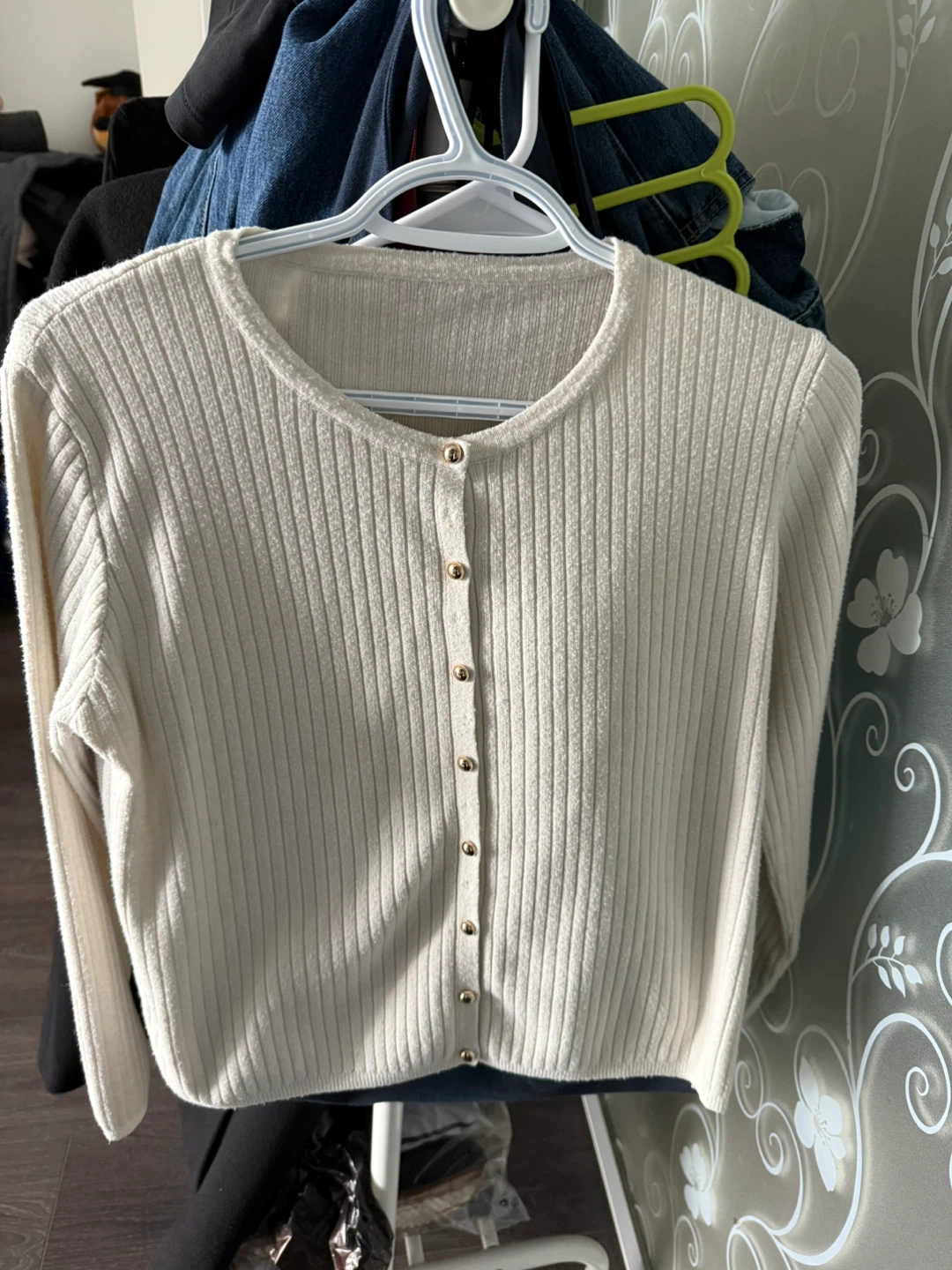 Cream Cardigan with Gold Buttons