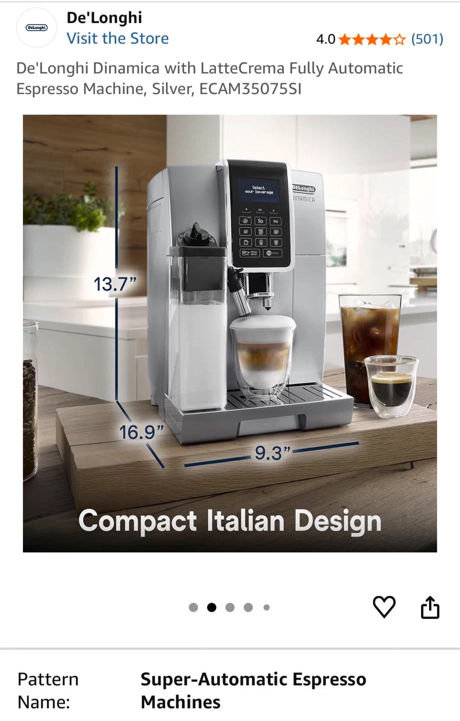De'Longhi Dinamica LatteCrema Espresso Machine ECAM35075SI - photo 4