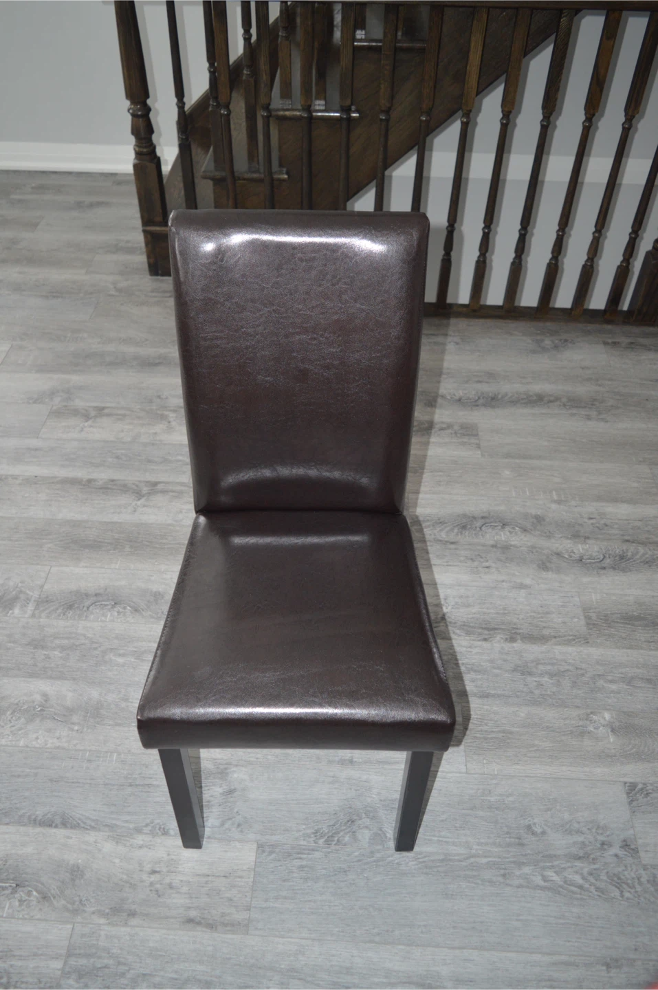 Dining Table with 4 Leather Chairs - Brown - photo 5