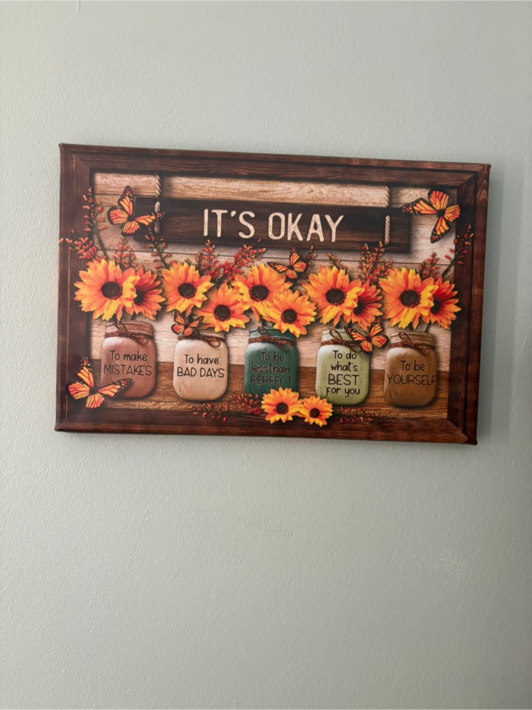 Framed 'It's Okay' Sunflower Wall Art