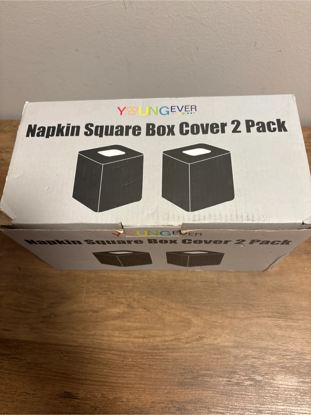 YOUNGEVER Napkin Square Box Cover - 2 Pack - Black