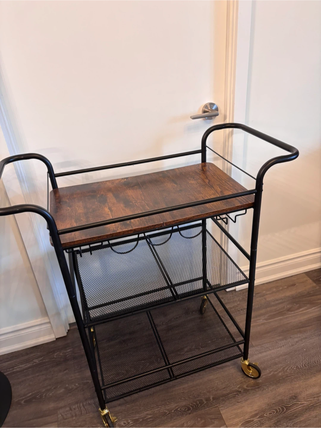 Rolling Bar Cart with Wine Bottle Storage - photo 4