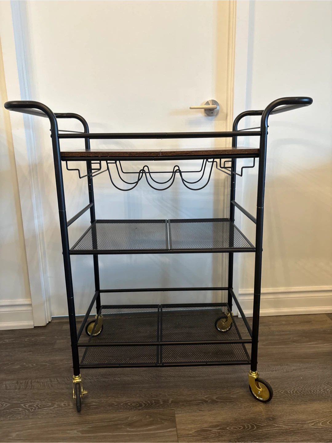 Rolling Bar Cart with Wine Bottle Storage
