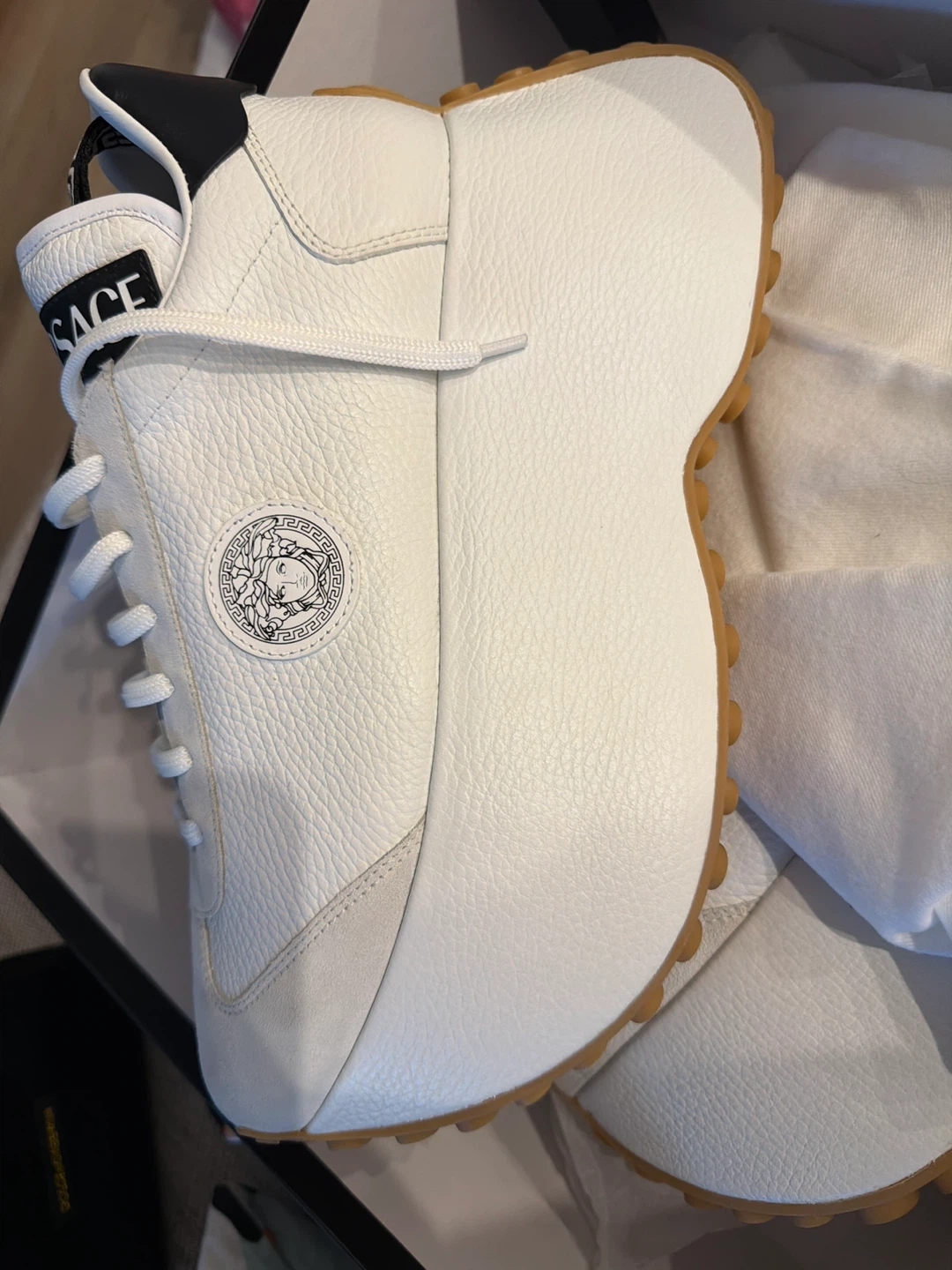 Versace Bianco Vitello/Gomma Sneakers, Size 40