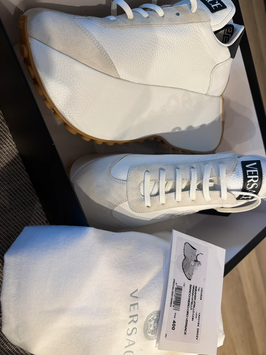 Versace Bianco Vitello/Gomma Sneakers, Size 40 - photo 3