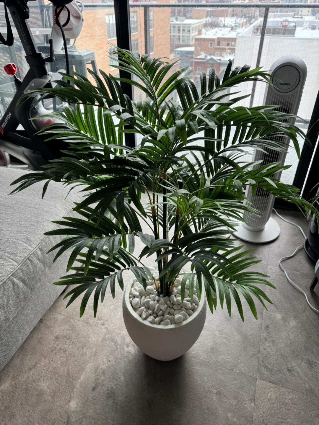 Fake Artificial Areca Palm Tree w/ White Planter