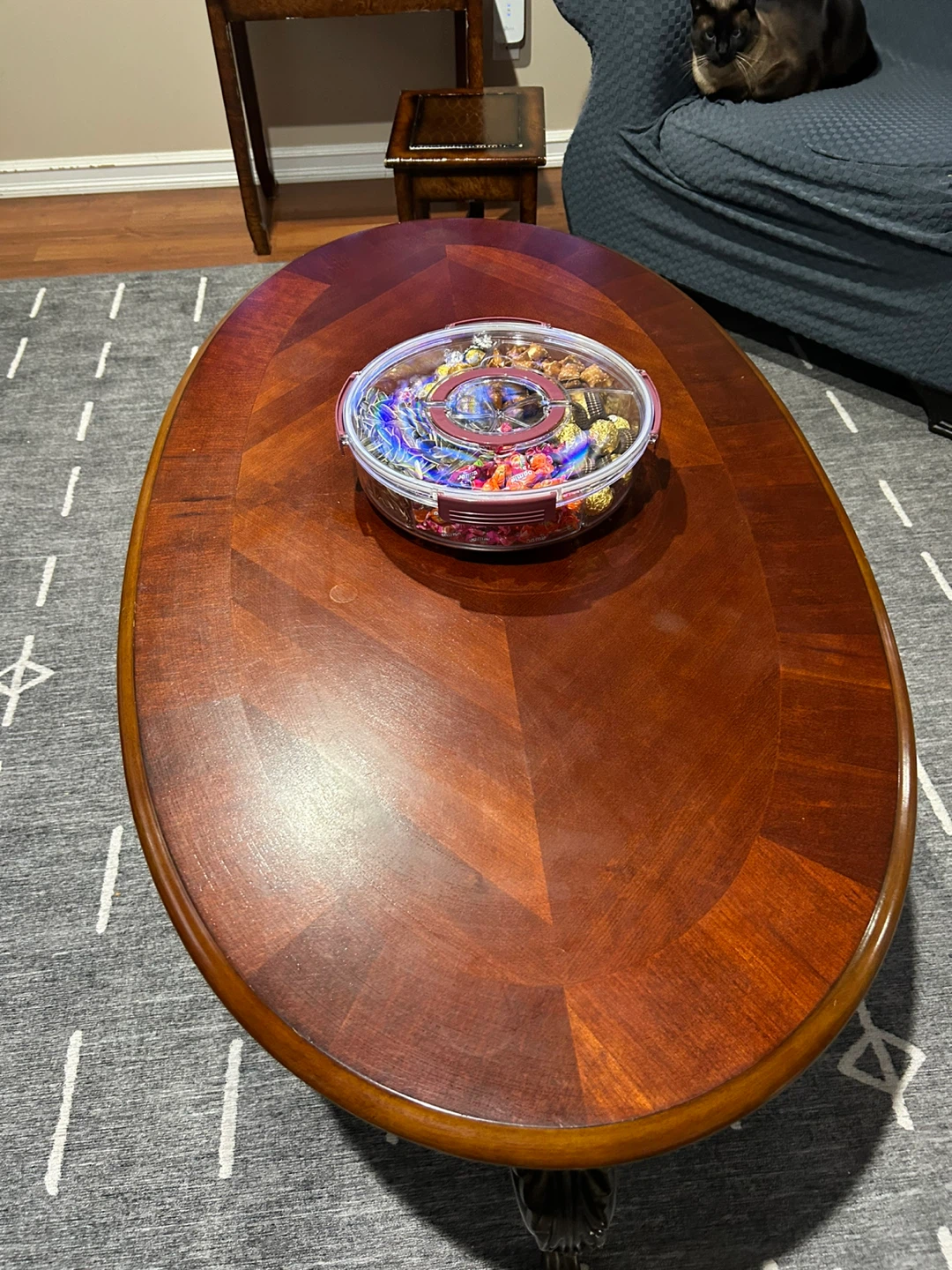 Oval Wood Coffee Table and end wood tables - photo 2