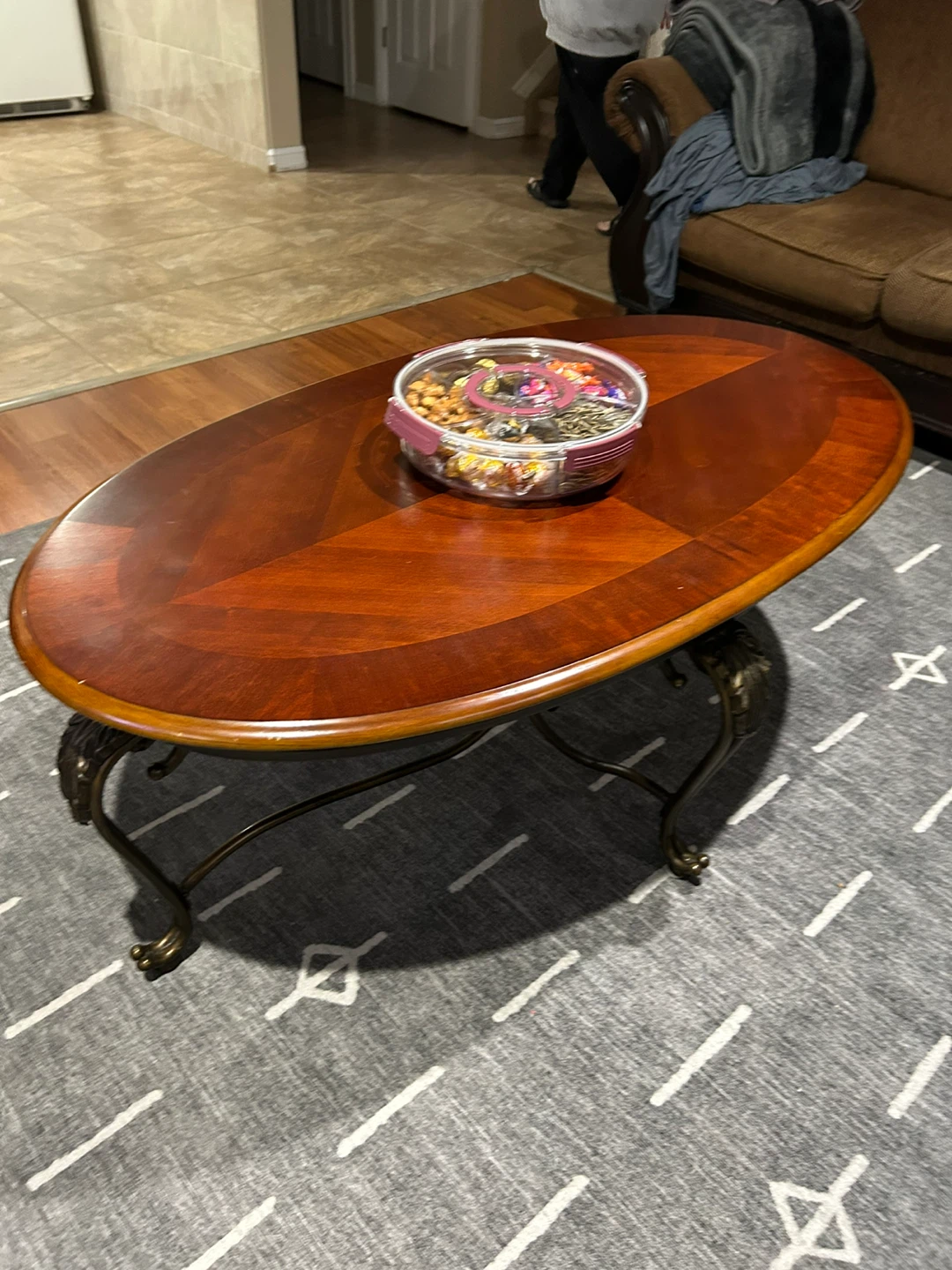 Oval Wood Coffee Table and end wood tables - photo 3
