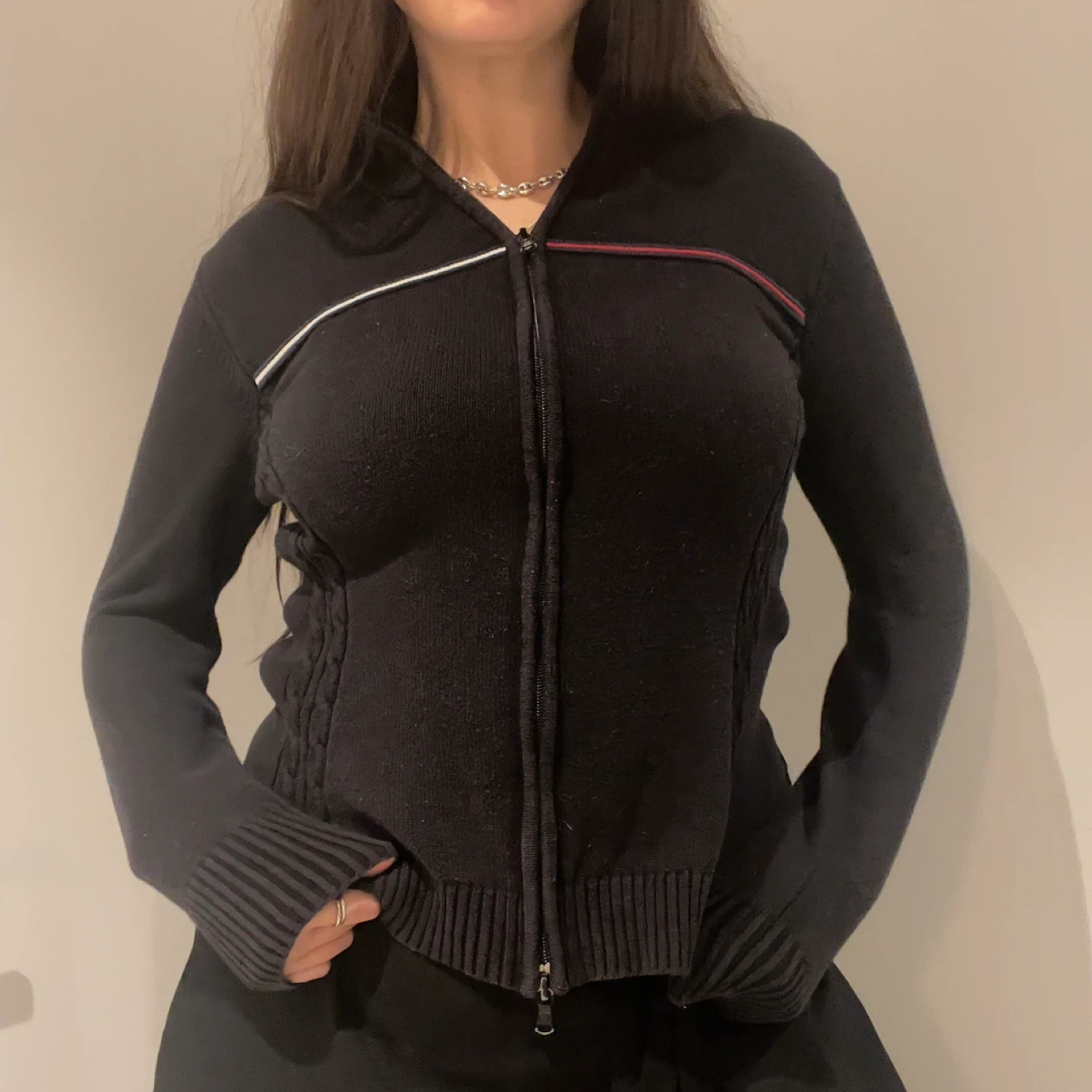 Tommy Hilfiger Black Zip-Up Sweater - Size M