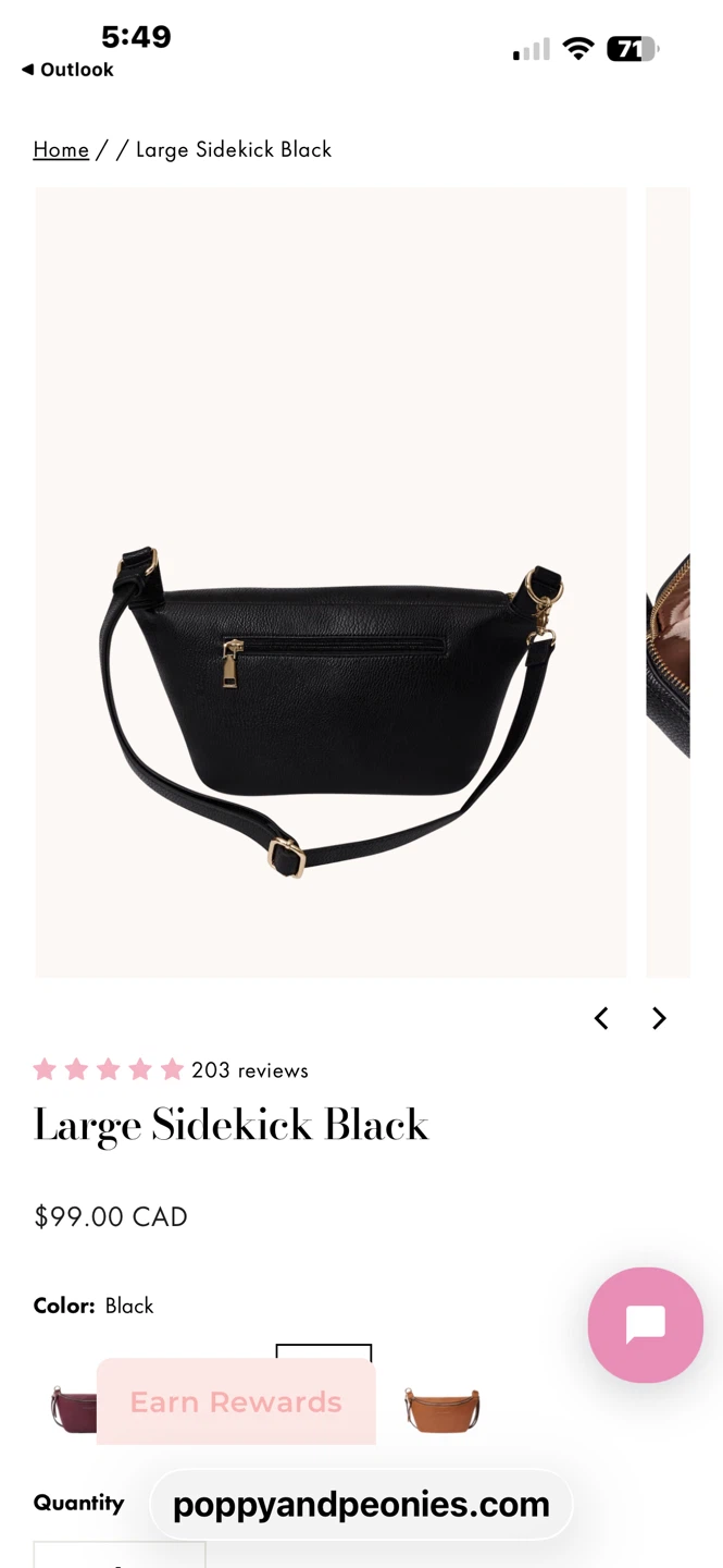 Poppy & Peonies Large Sidekick Black - photo 2