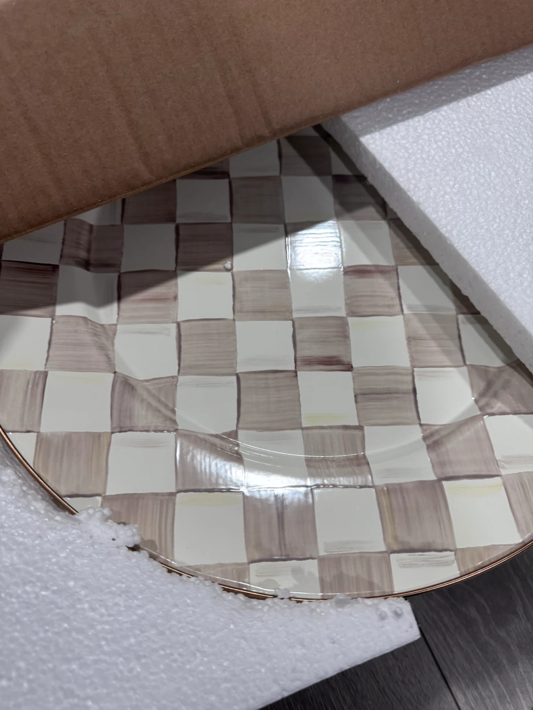 MacKenzie-Childs Mocha Check Large Pedestal Platter - photo 2