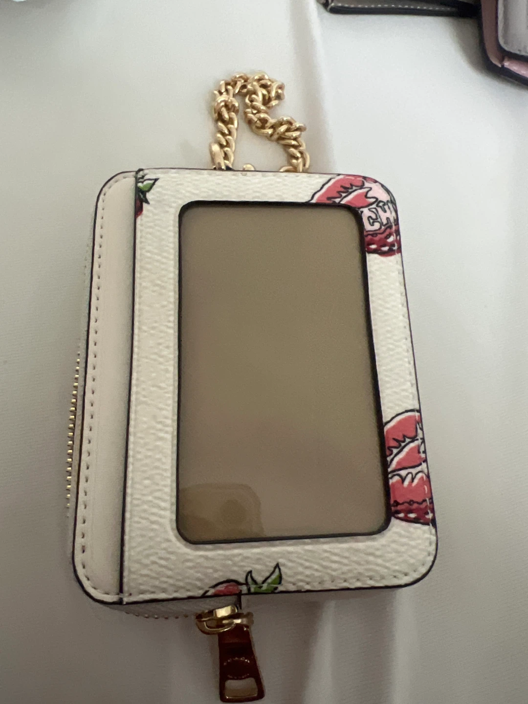 Coach Strawberry Print Card Case on Chain - photo 2