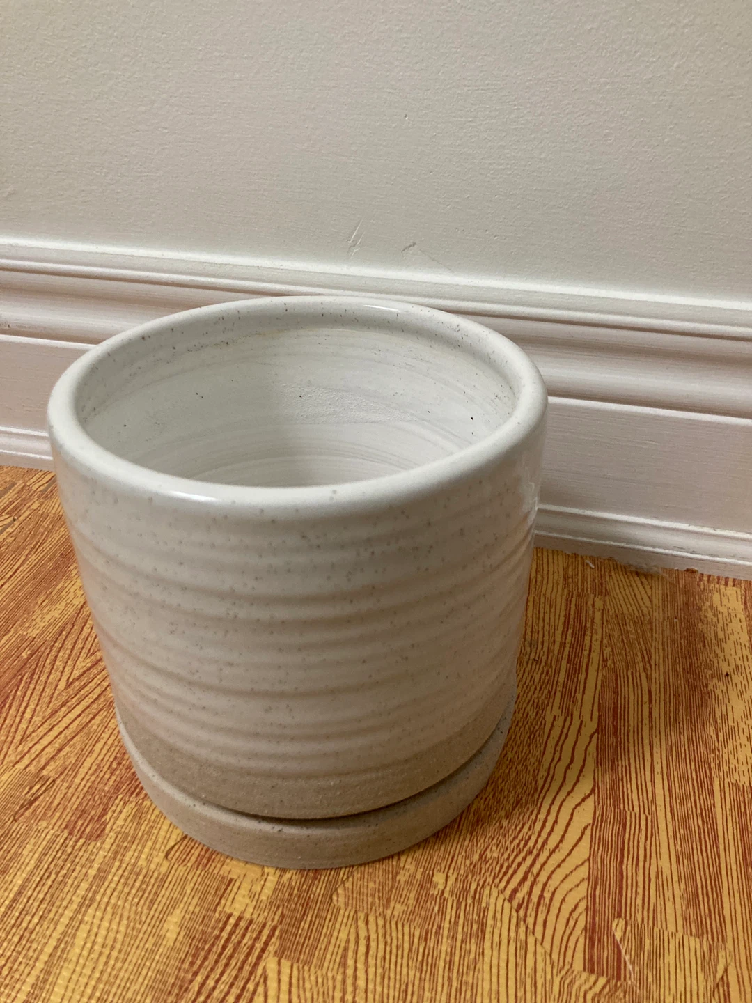 Speckled Ceramic Planter with Saucer - photo 3