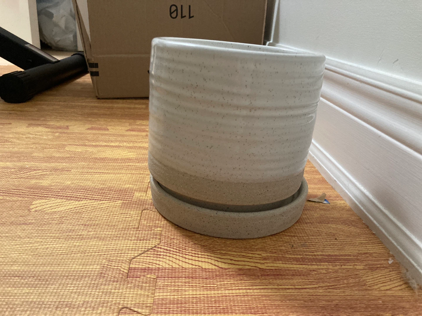 Speckled Ceramic Planter with Saucer - photo 4