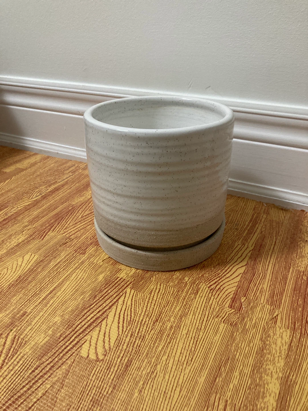 Speckled Ceramic Planter with Saucer