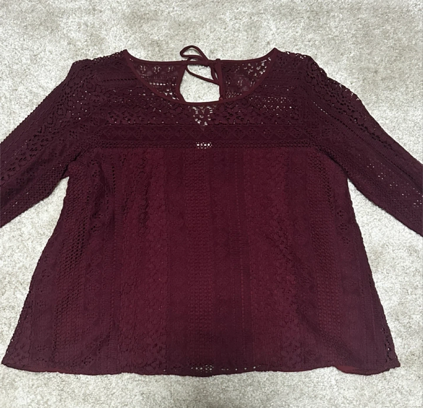 Hollister Burgundy Lace Top - Size L