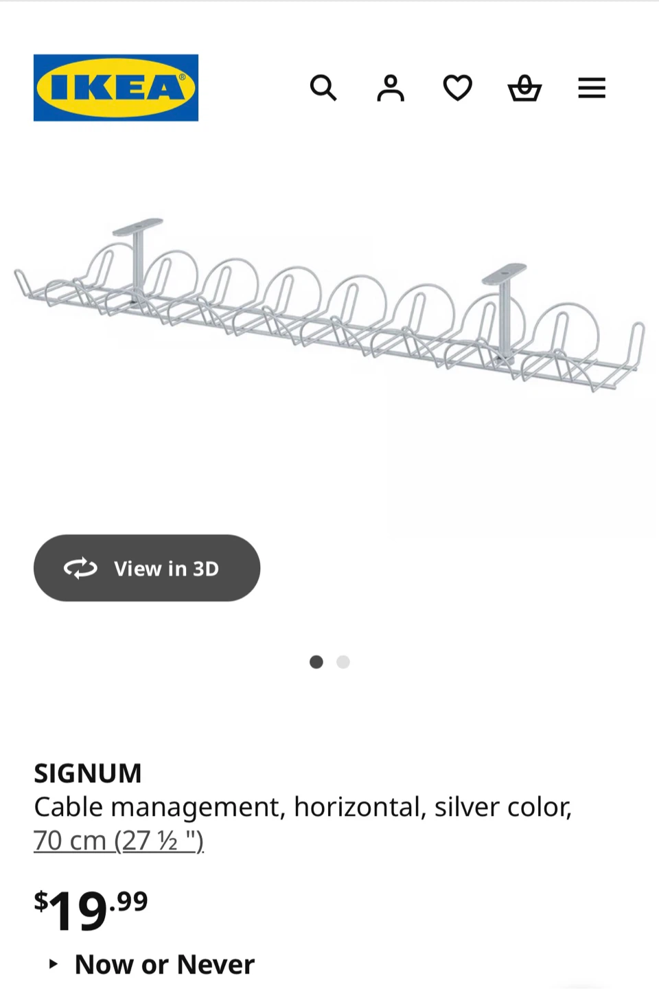 IKEA Signum Cable Management - Silver, 70cm