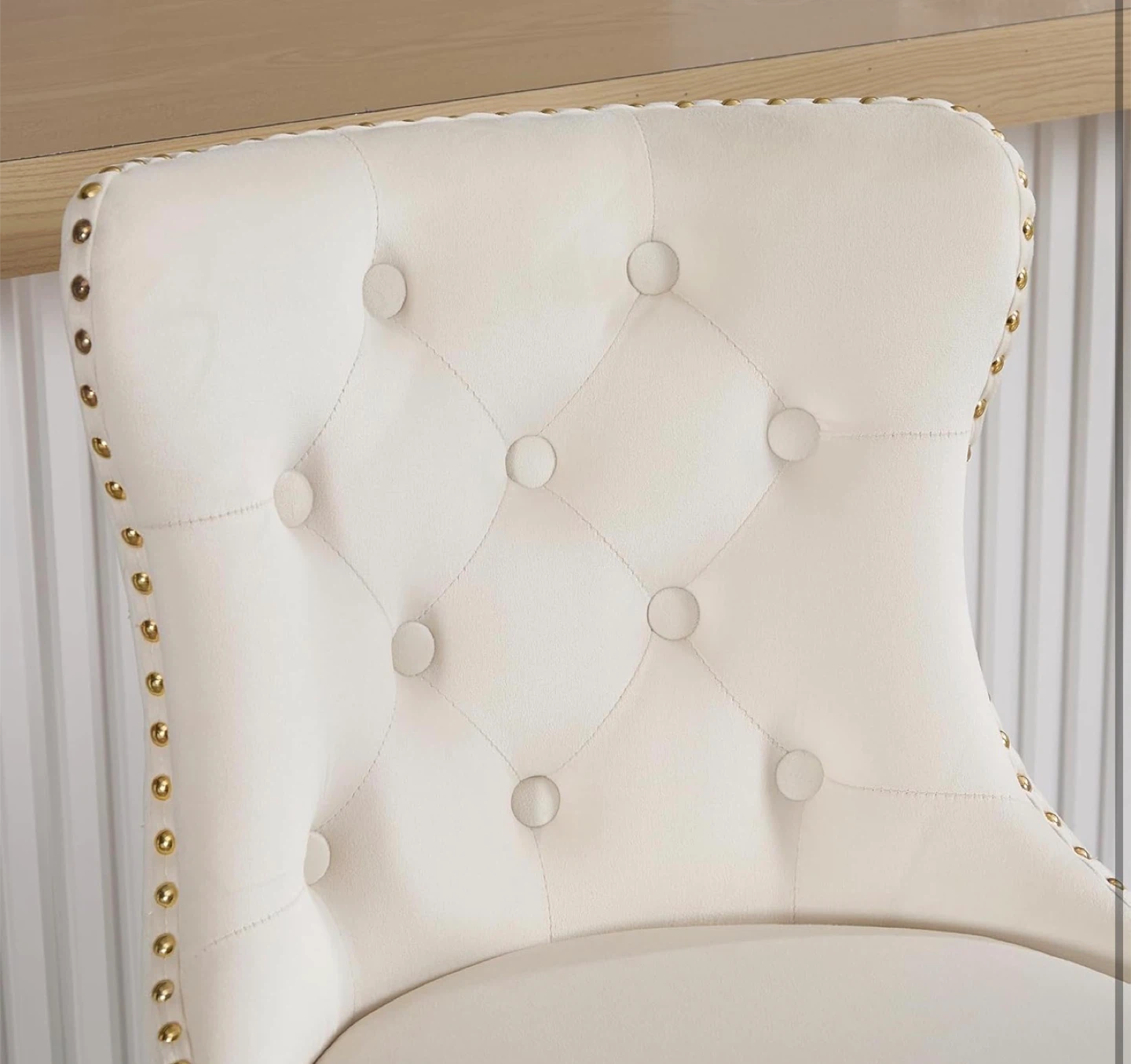 Adjustable Swivel Bar Stool, Cream Velvet - photo 3