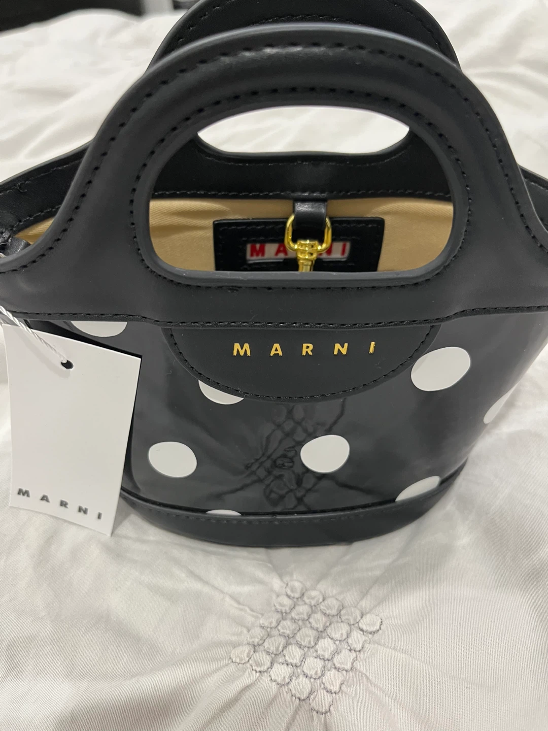 Brand new with tag Marni Polka Dot Leather Bucket Bag - NEW - photo 3