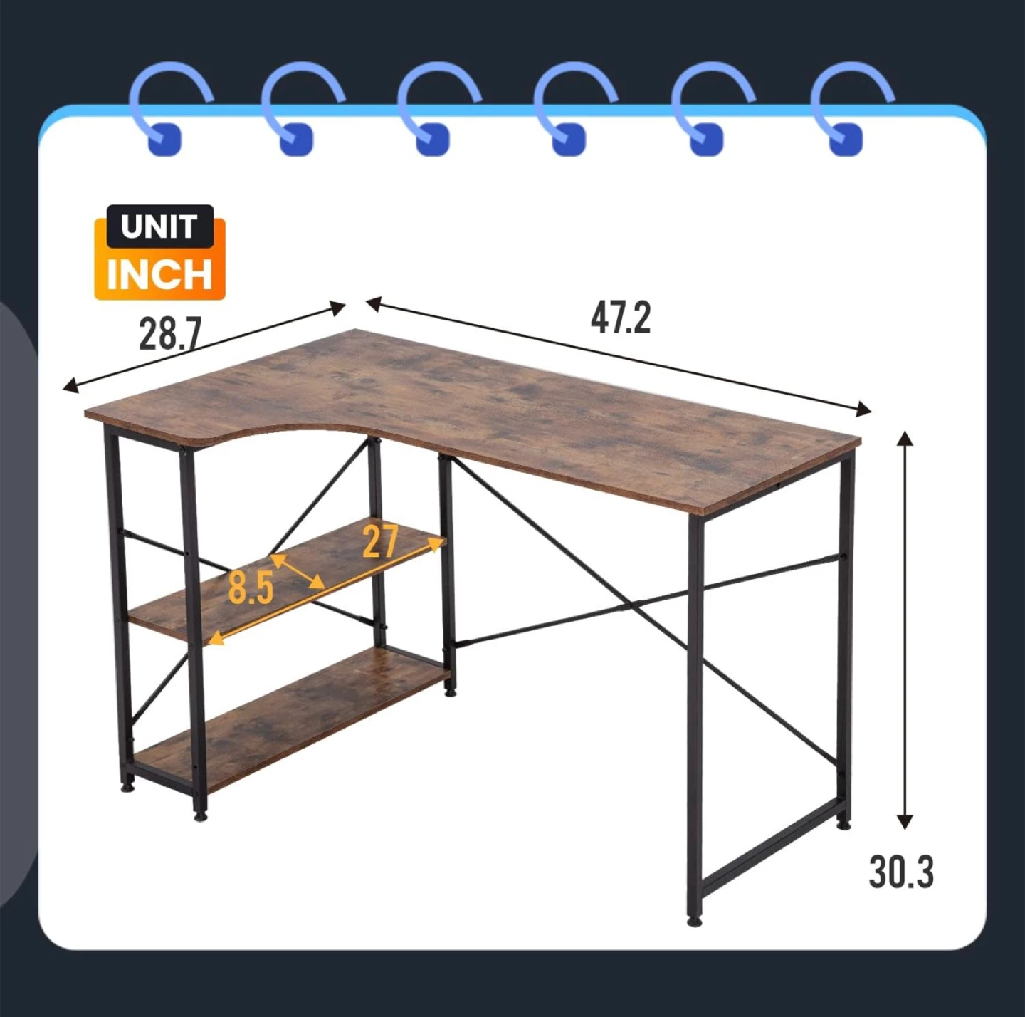 Wooden Desk with Metal Frame - photo 4