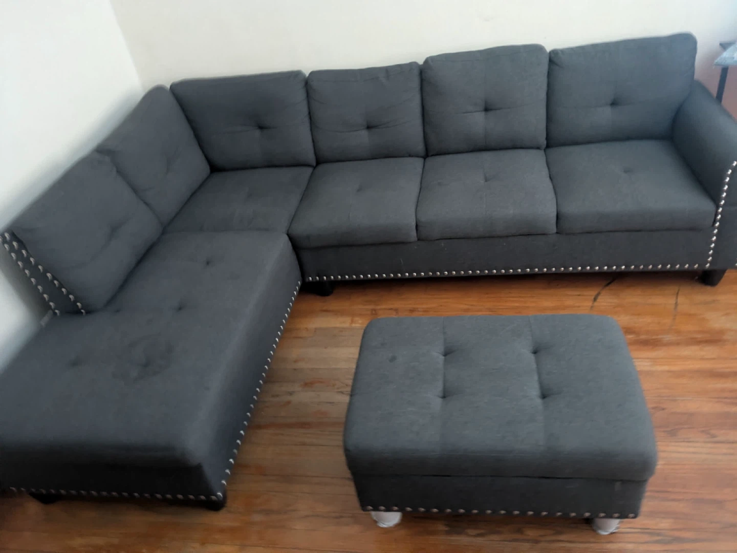 Gray Sectional Sofa with Ottoman - photo 2