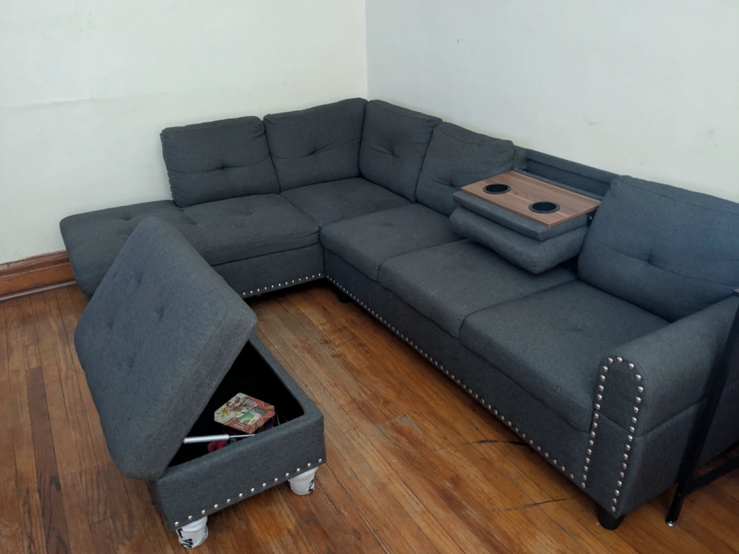 Gray Sectional Sofa with Ottoman - photo 5