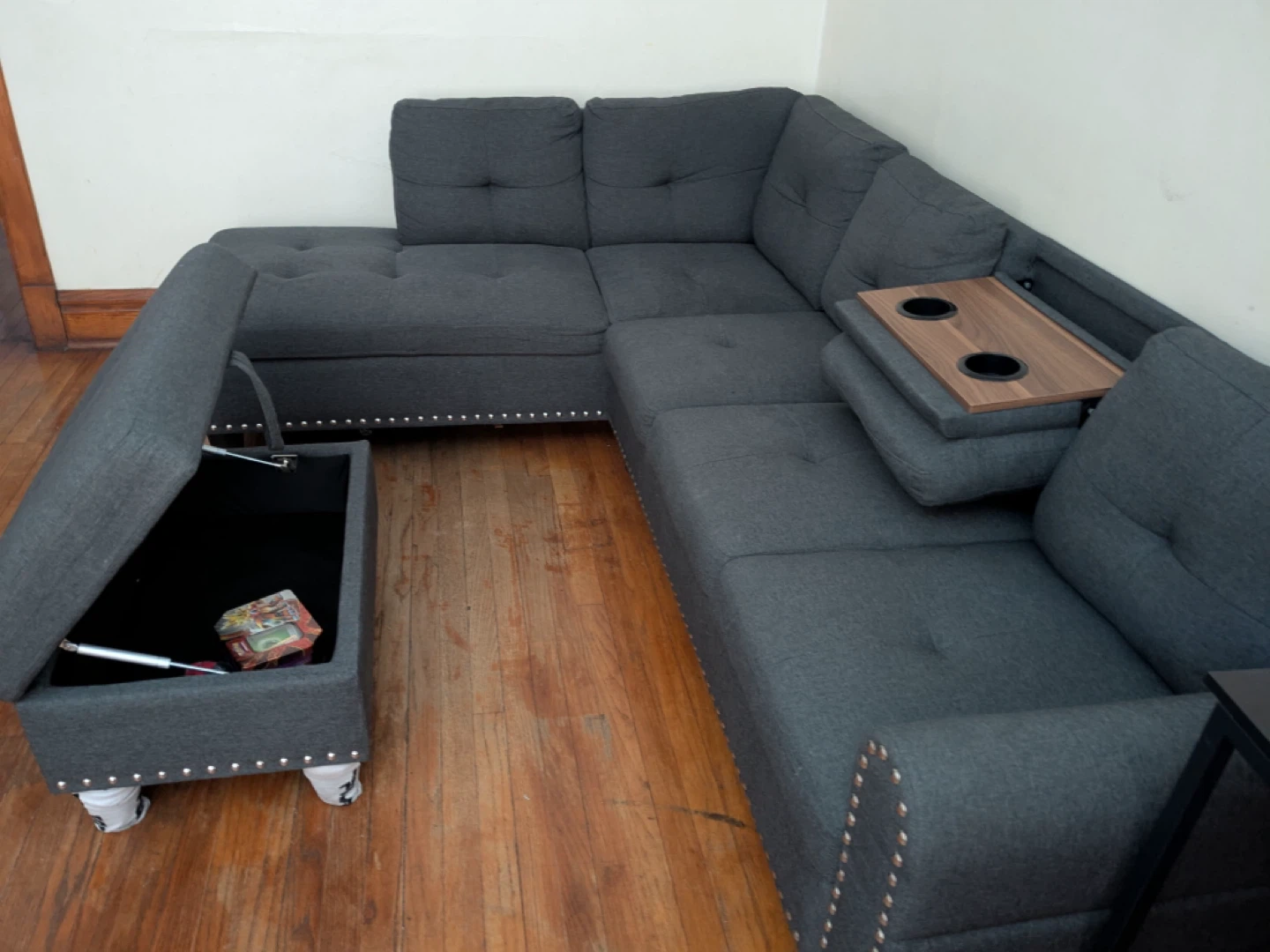 Gray Sectional Sofa with Ottoman - photo 4