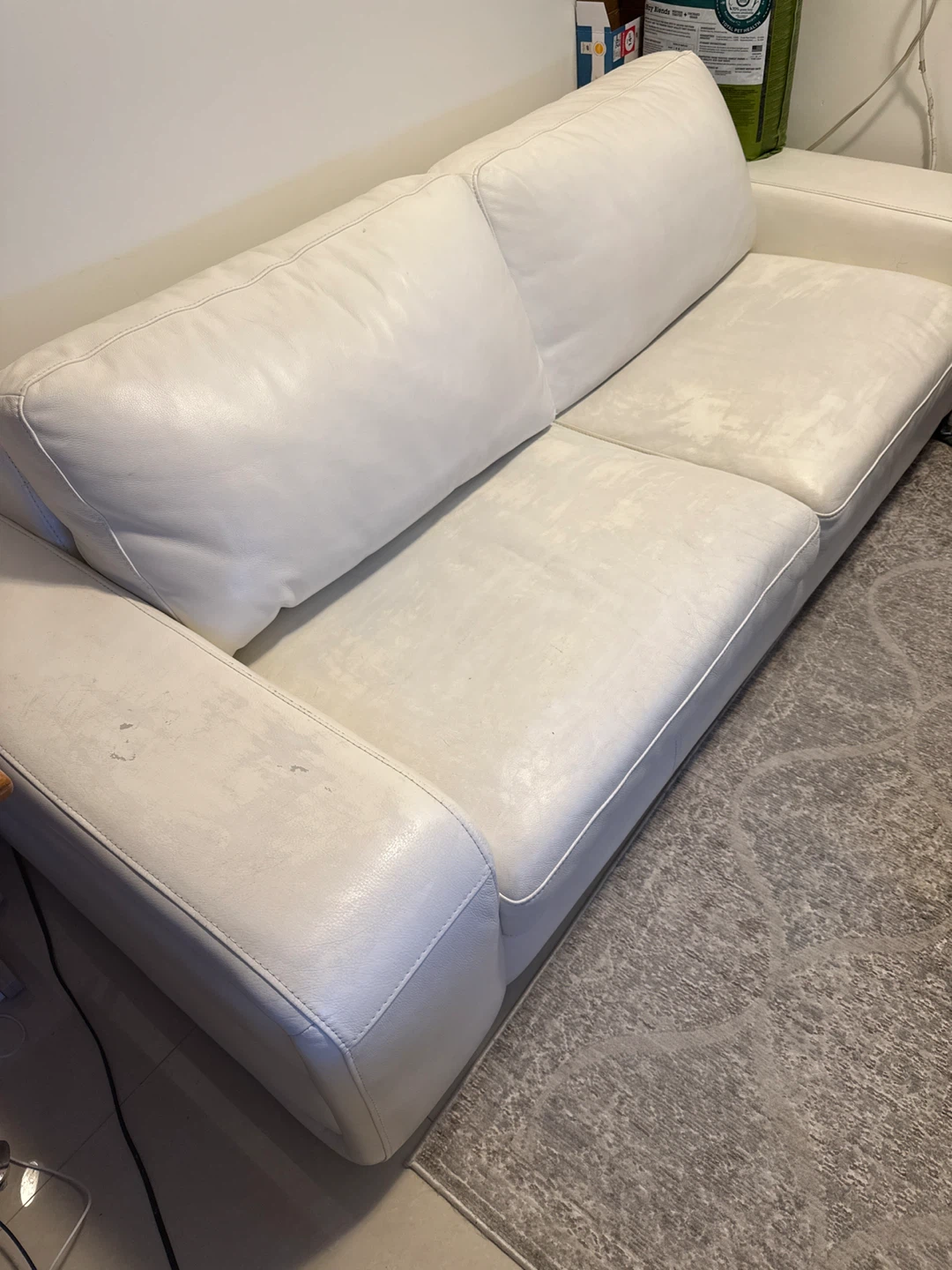 White Leather Sofa - photo 2