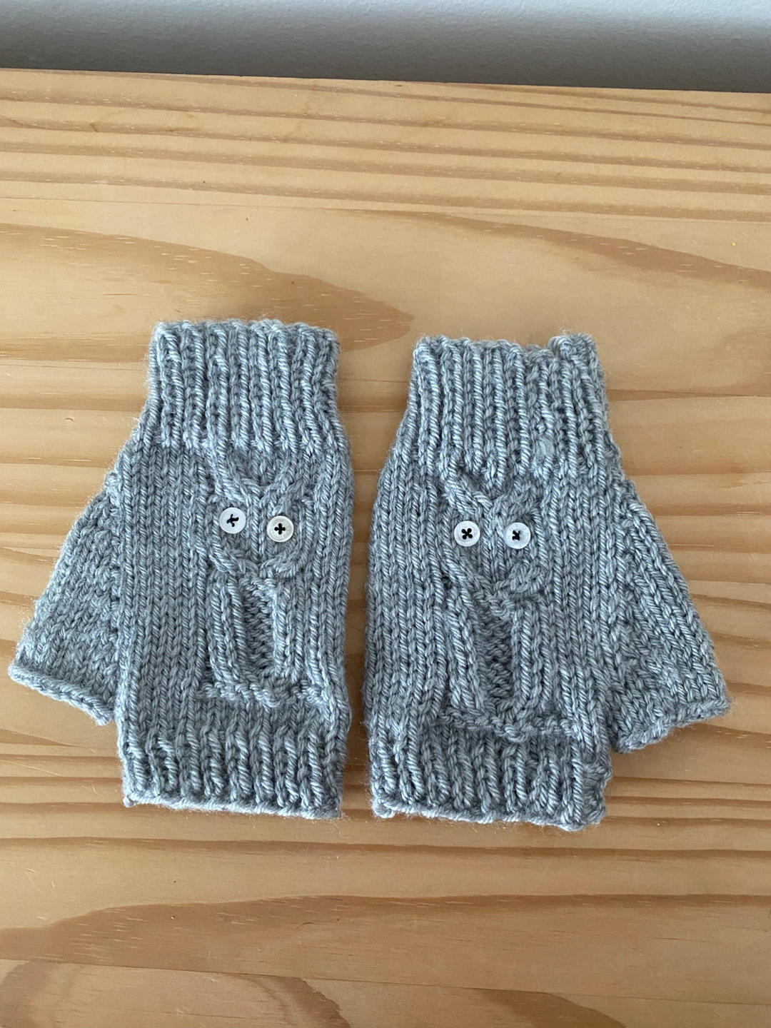 Handmade Knit Fingerless Owl Mittens - photo 2