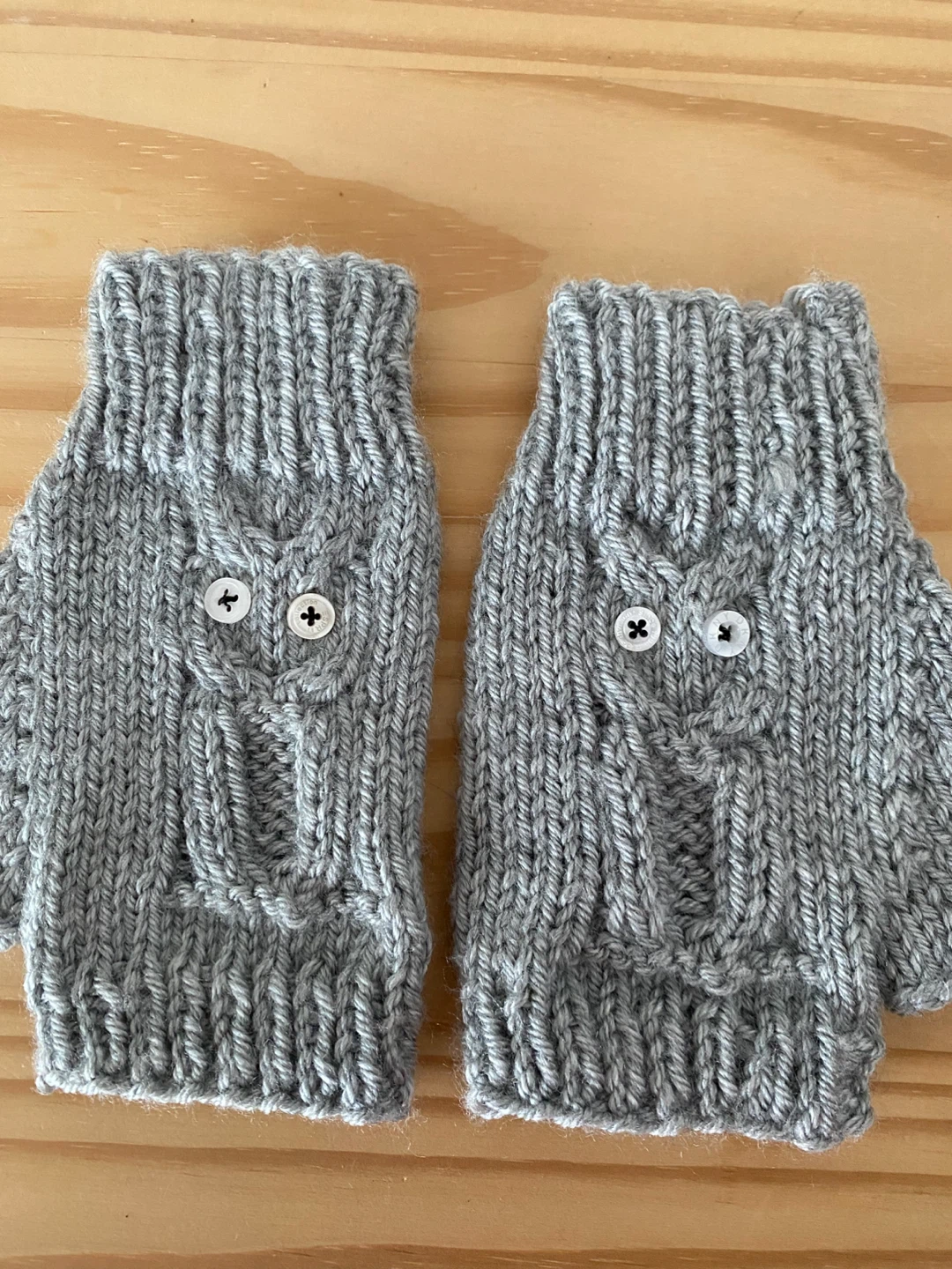 Handmade Knit Fingerless Owl Mittens