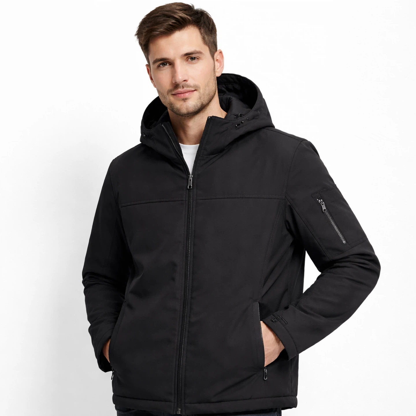 Calvin Klein Softshell Hooded Jacket Men’s Medium – Black – Used