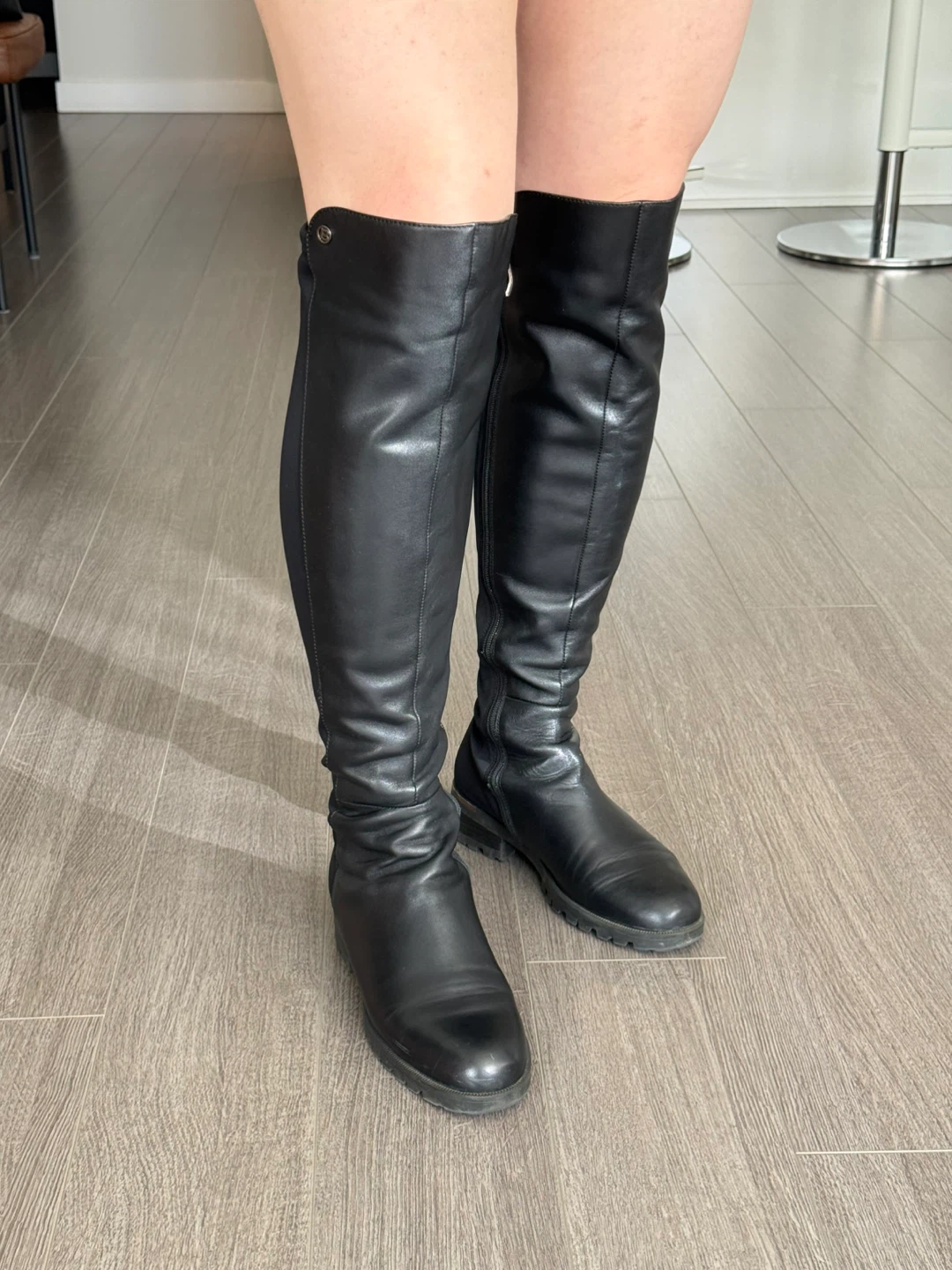 🥕Size 7.5 BELLE Black Leather Over-the-Knee Boots - photo 2