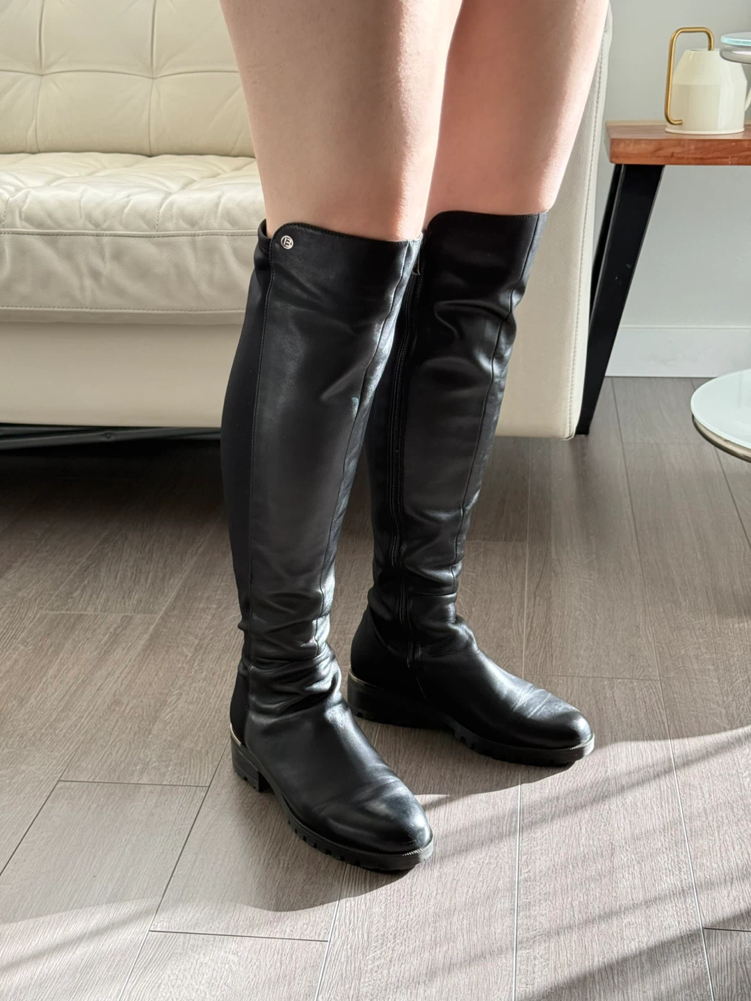 🥕Size 7.5 BELLE Black Leather Over-the-Knee Boots