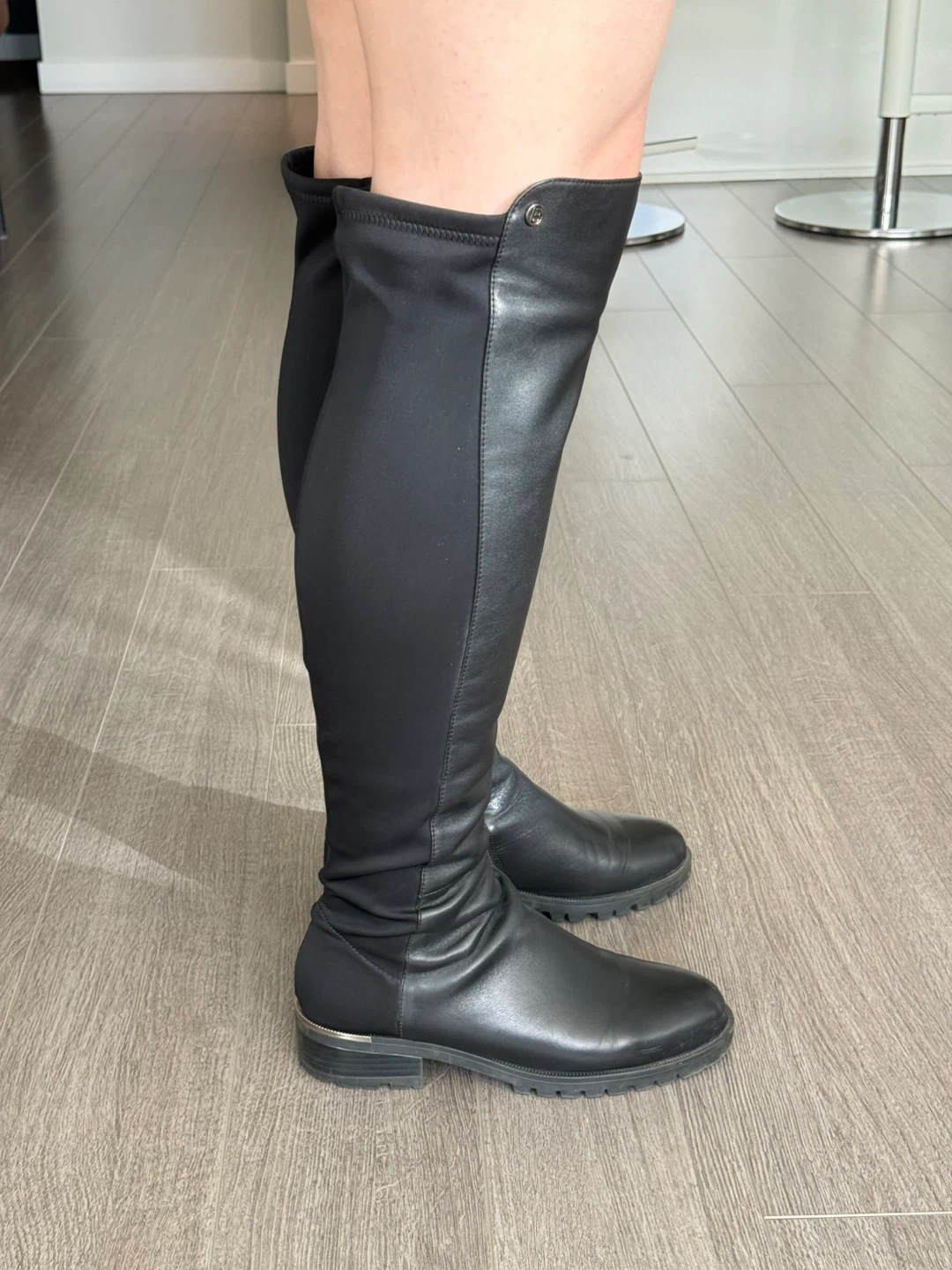🥕Size 7.5 BELLE Black Leather Over-the-Knee Boots - photo 3