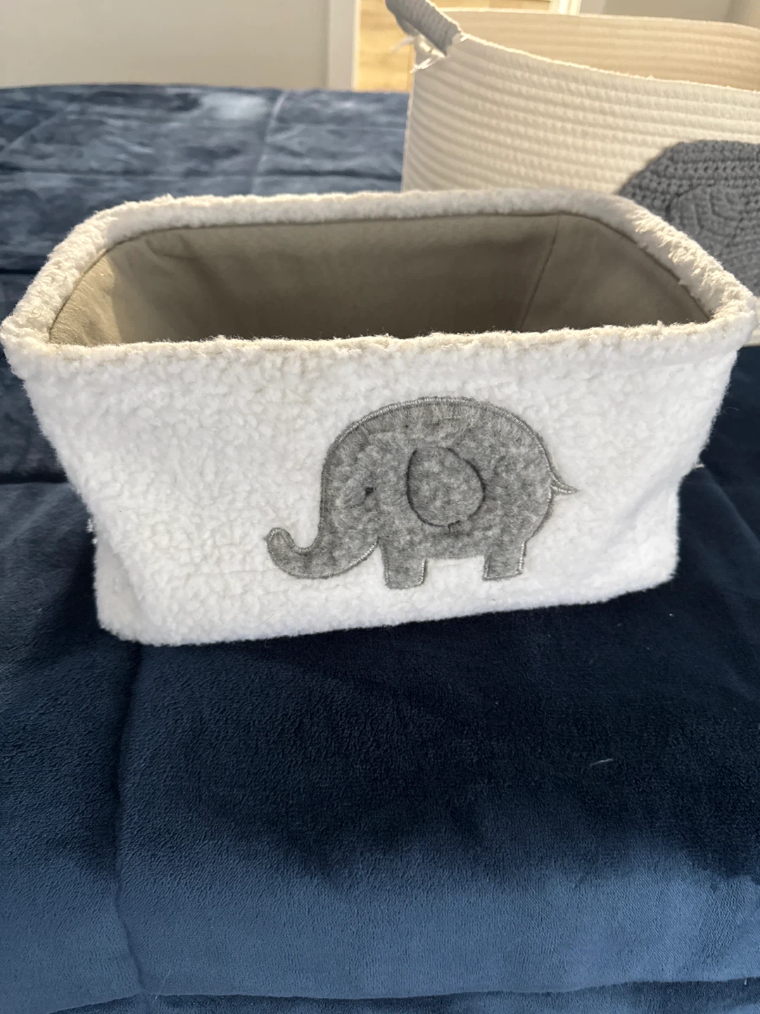 Elephant Design White Storage Baskets - photo 3