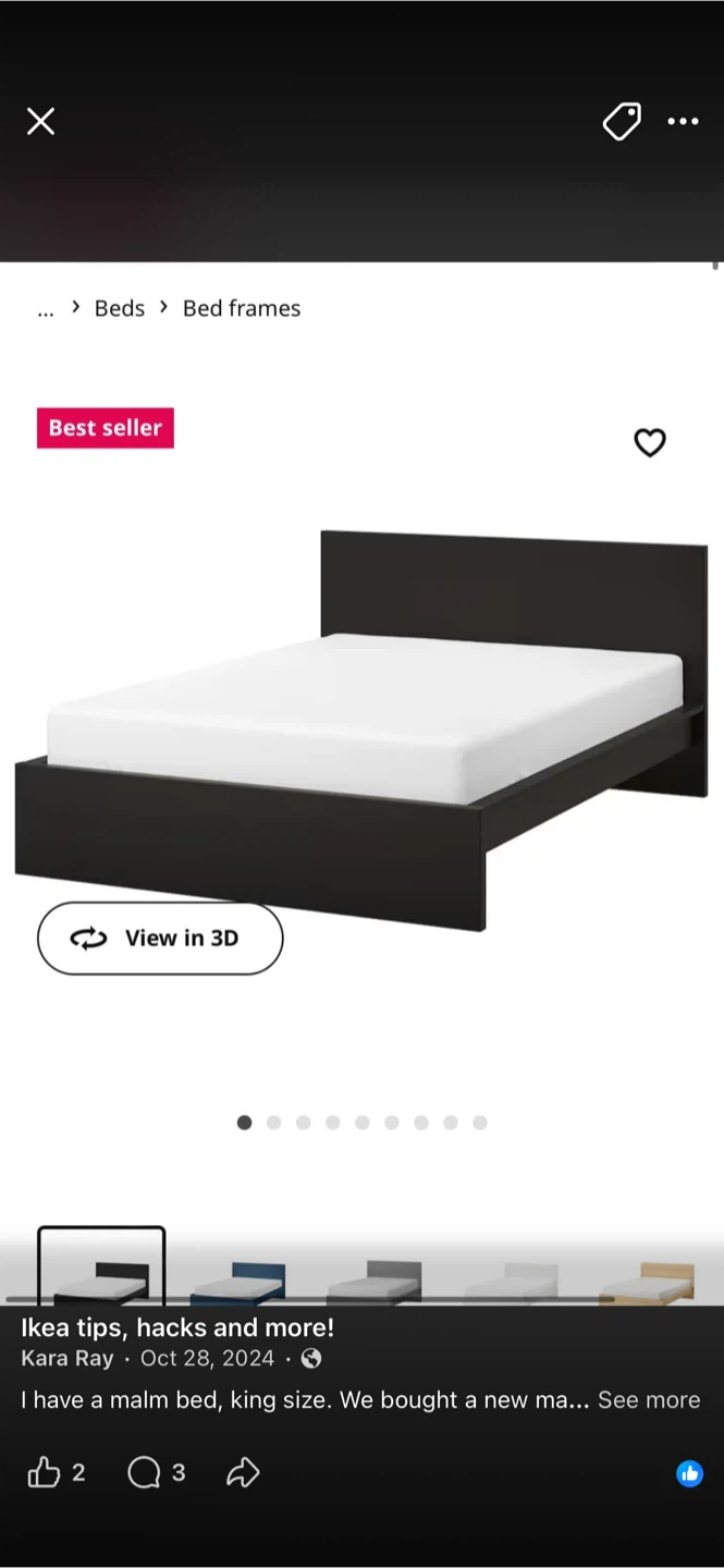 IKEA Malm Full/Double Bed Frame - Black-Brown🥕