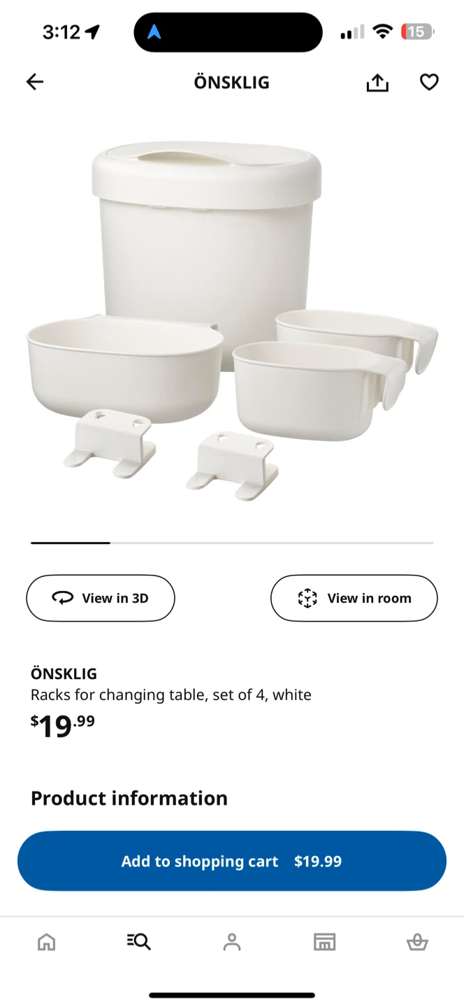 IKEA ÖNSKLIG Racks for Changing Table - White
