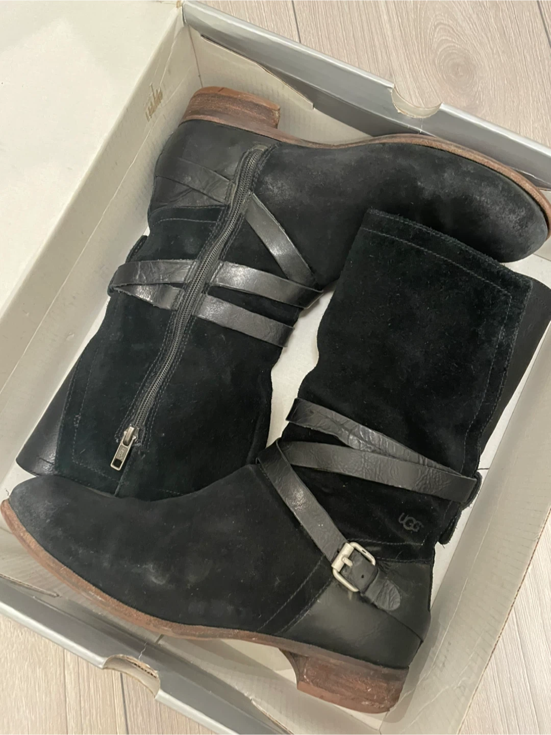 UGG Black Suede Leather Boots-size 8 - photo 2