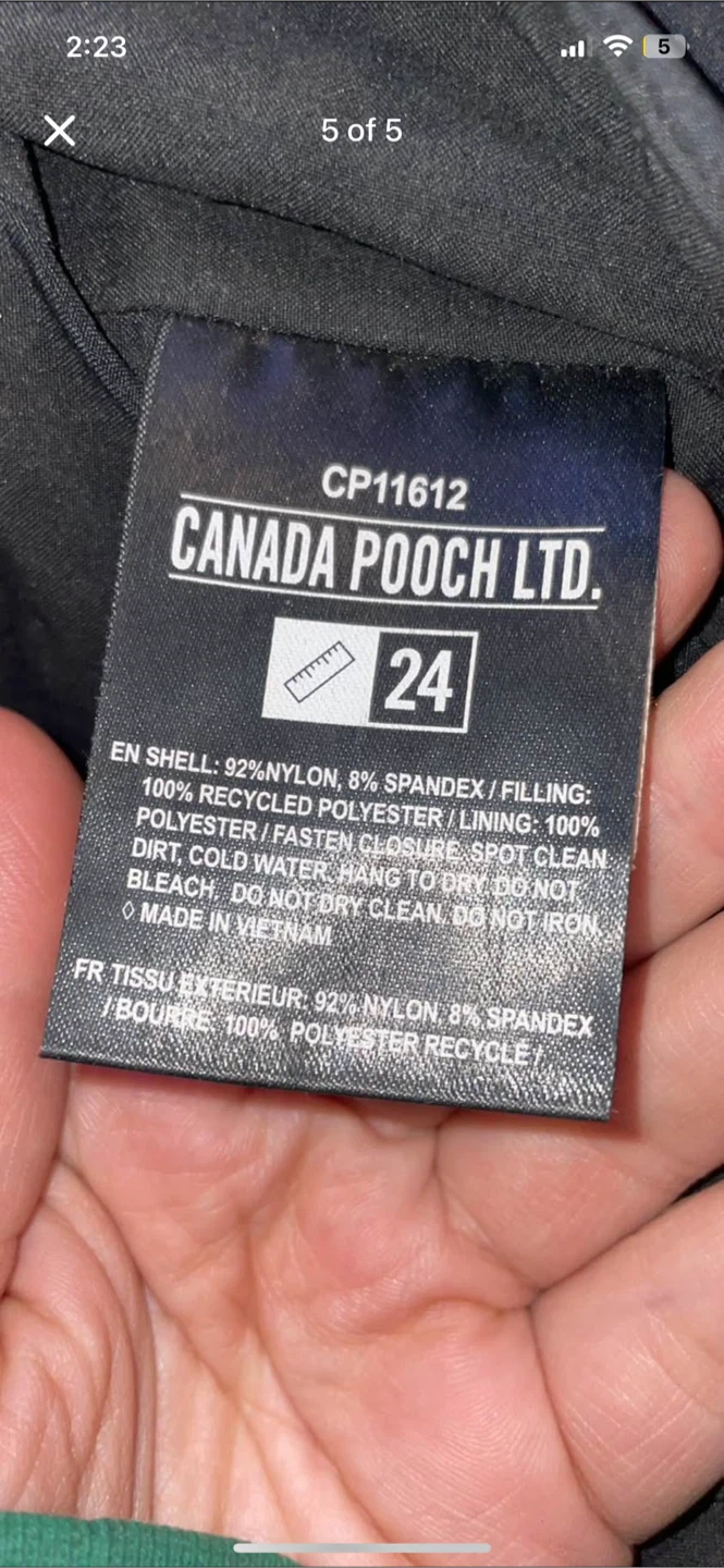 Canada Pooch Black Dog Puffer Jacket - Size 24 - photo 5