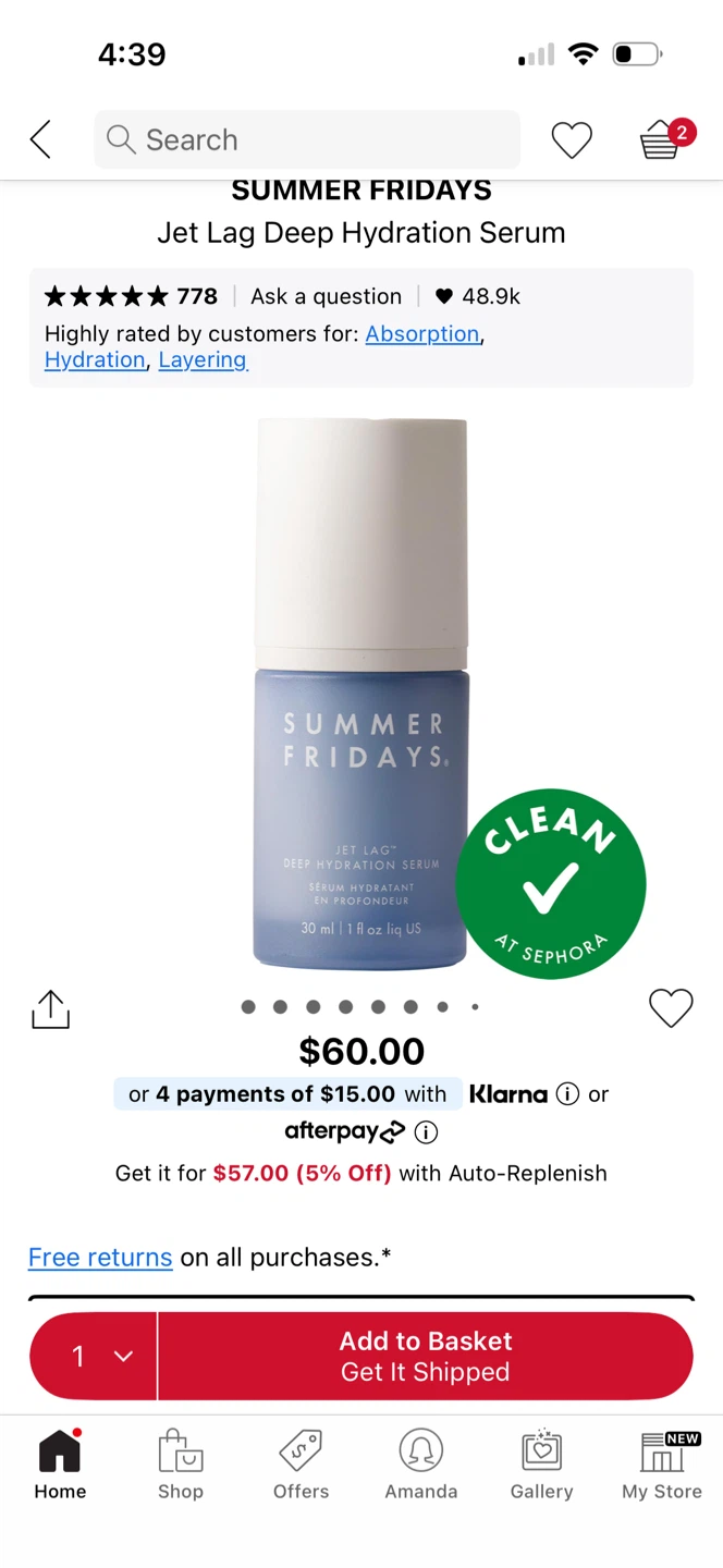 Summer Fridays Jet Lag Deep Hydration Serum, 30ml - photo 2