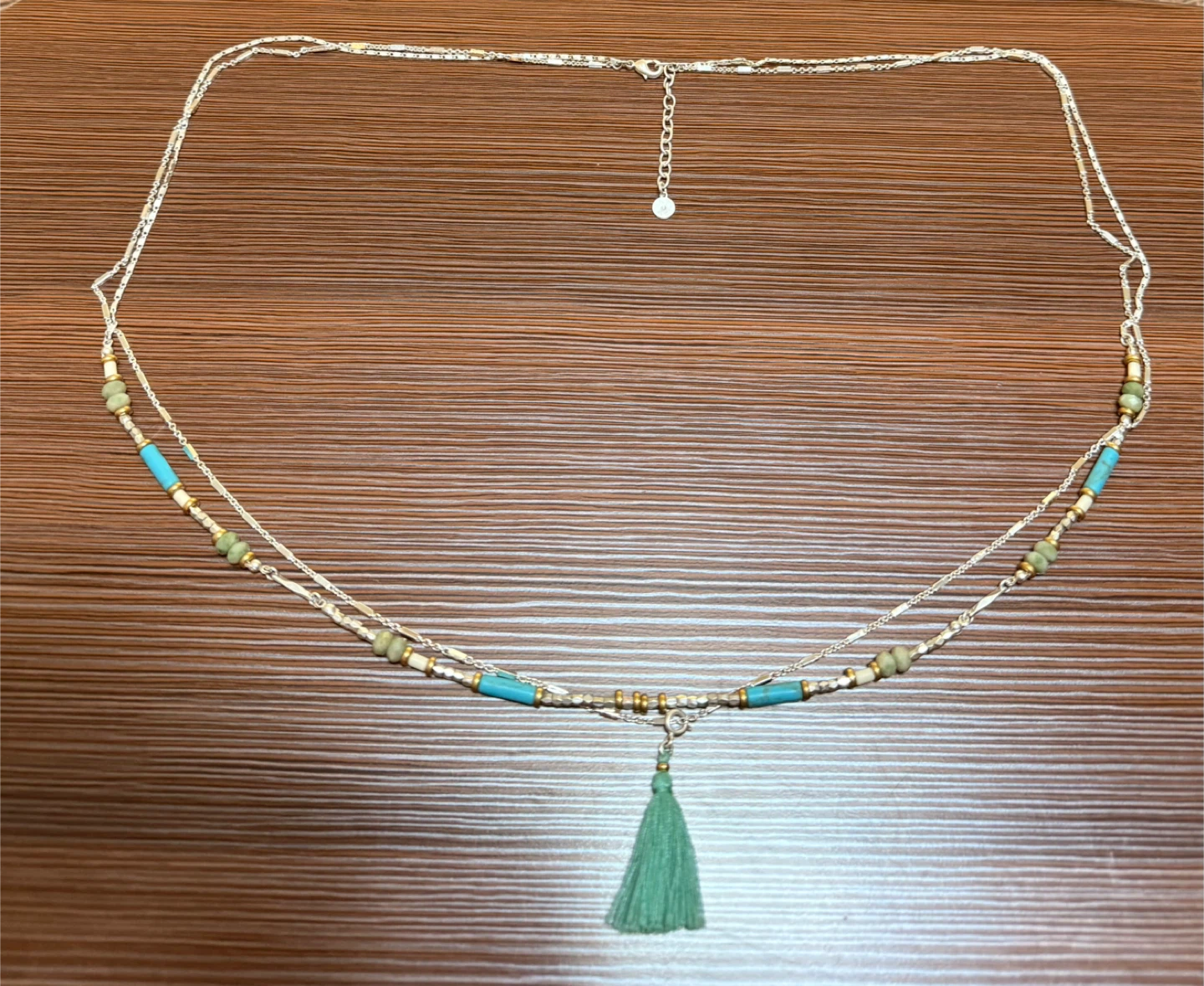Silver Tone Long Layered Necklace