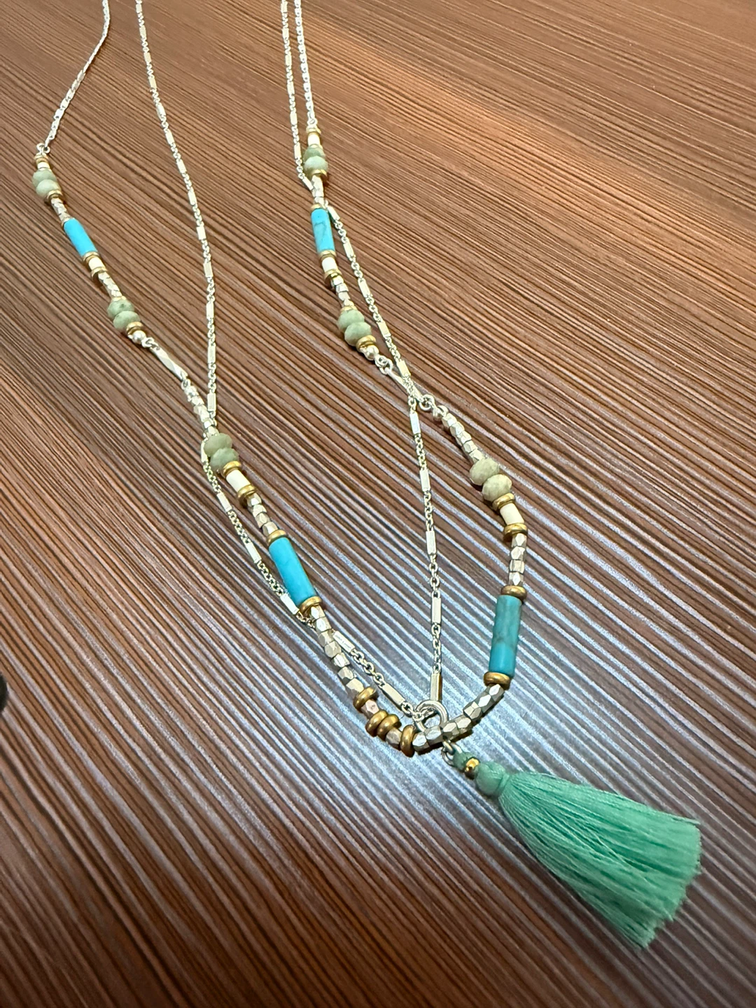 Silver Tone Long Layered Necklace - photo 3
